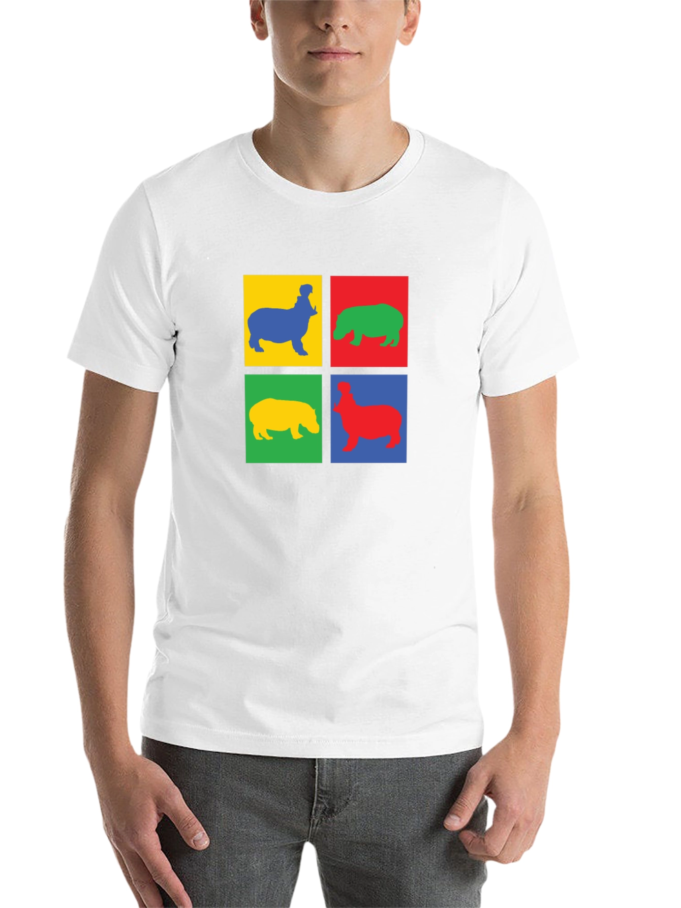 Black Colorful Hippo Pop Art Black T-Shirt view 14