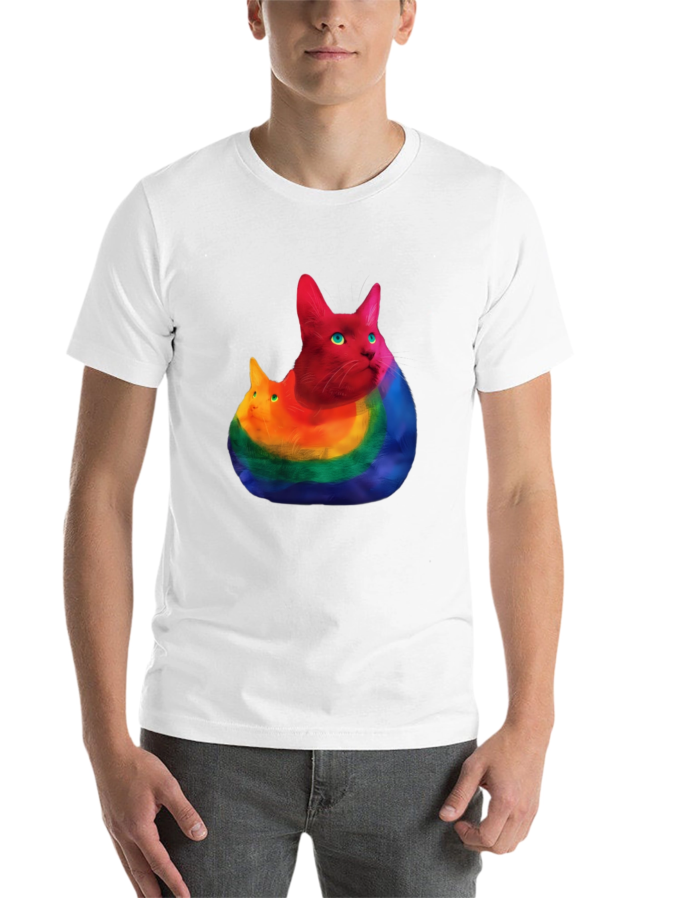 Black Rainbow Cat Graphic T-Shirt - Prideful Purrfection view 14