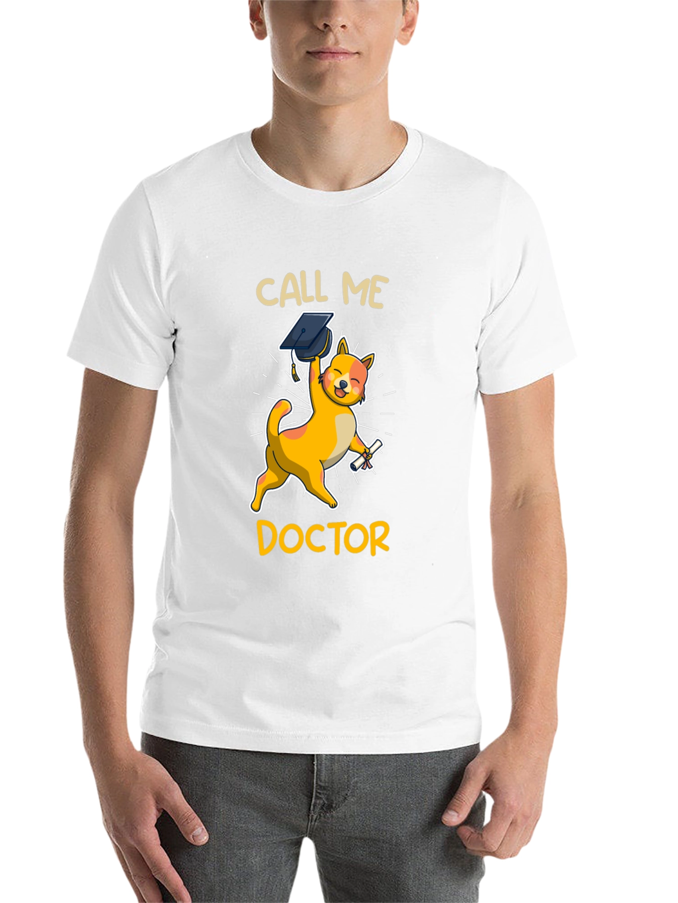 Black Call Me Doctor Grad Cat T-Shirt view 14