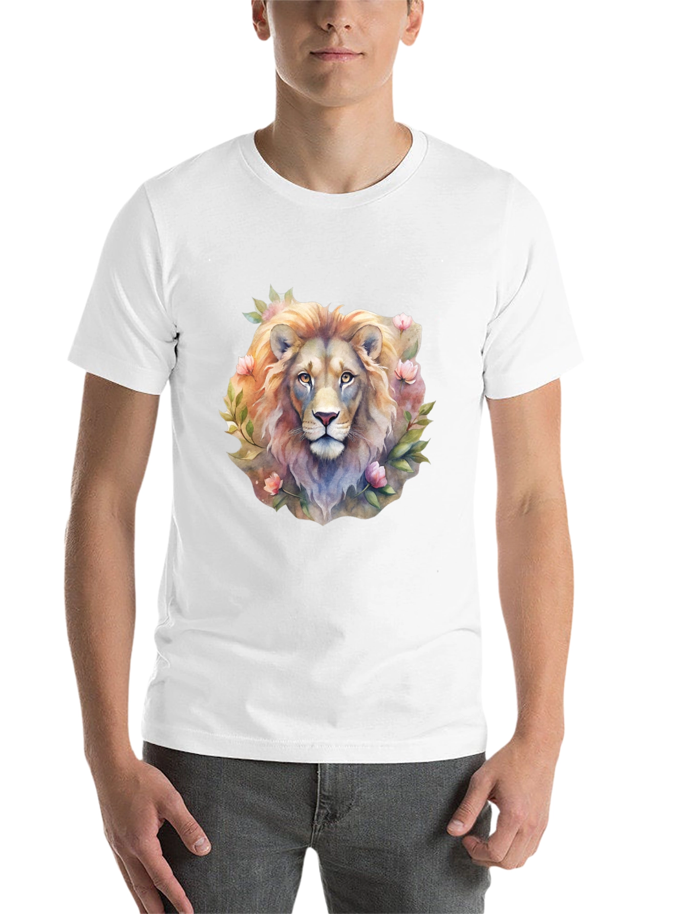 Black Lion Floral Print T-Shirt - Black view 14