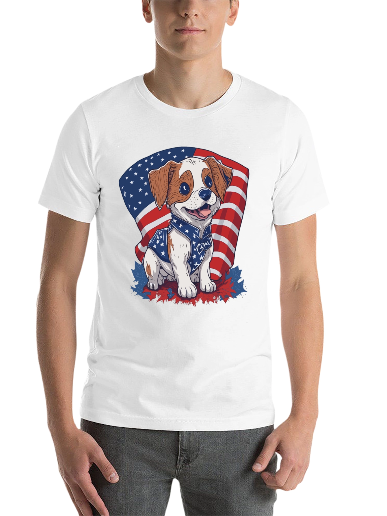 Black Patriotic Puppy T-Shirt: American Flag Dog Design view 14