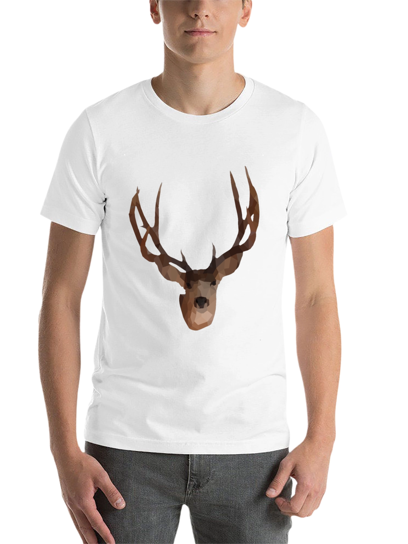 Black Geometric Deer Graphic T-Shirt - Black view 14