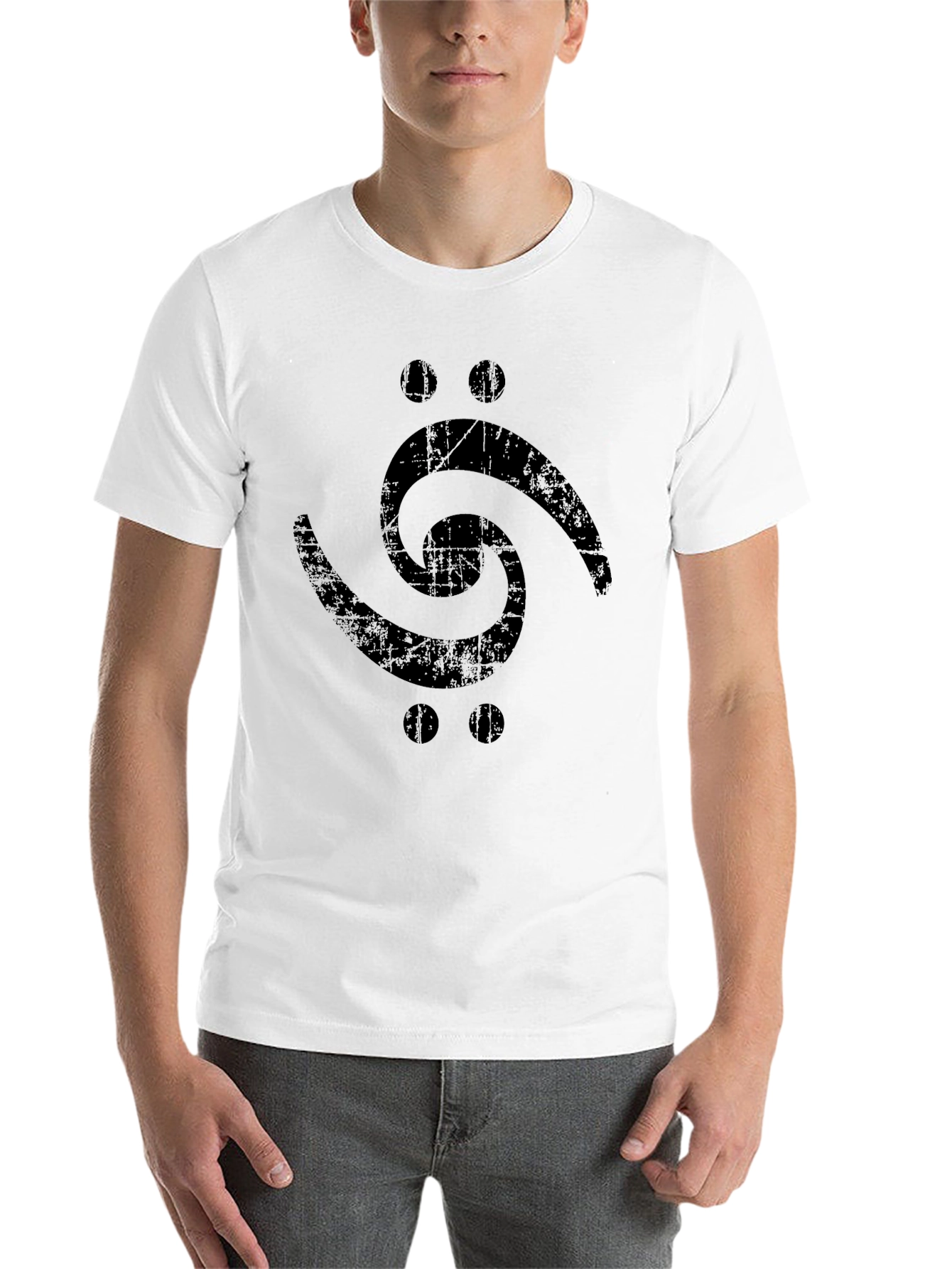 Black Bass Clef Tattoo Style Black T-Shirt view 14