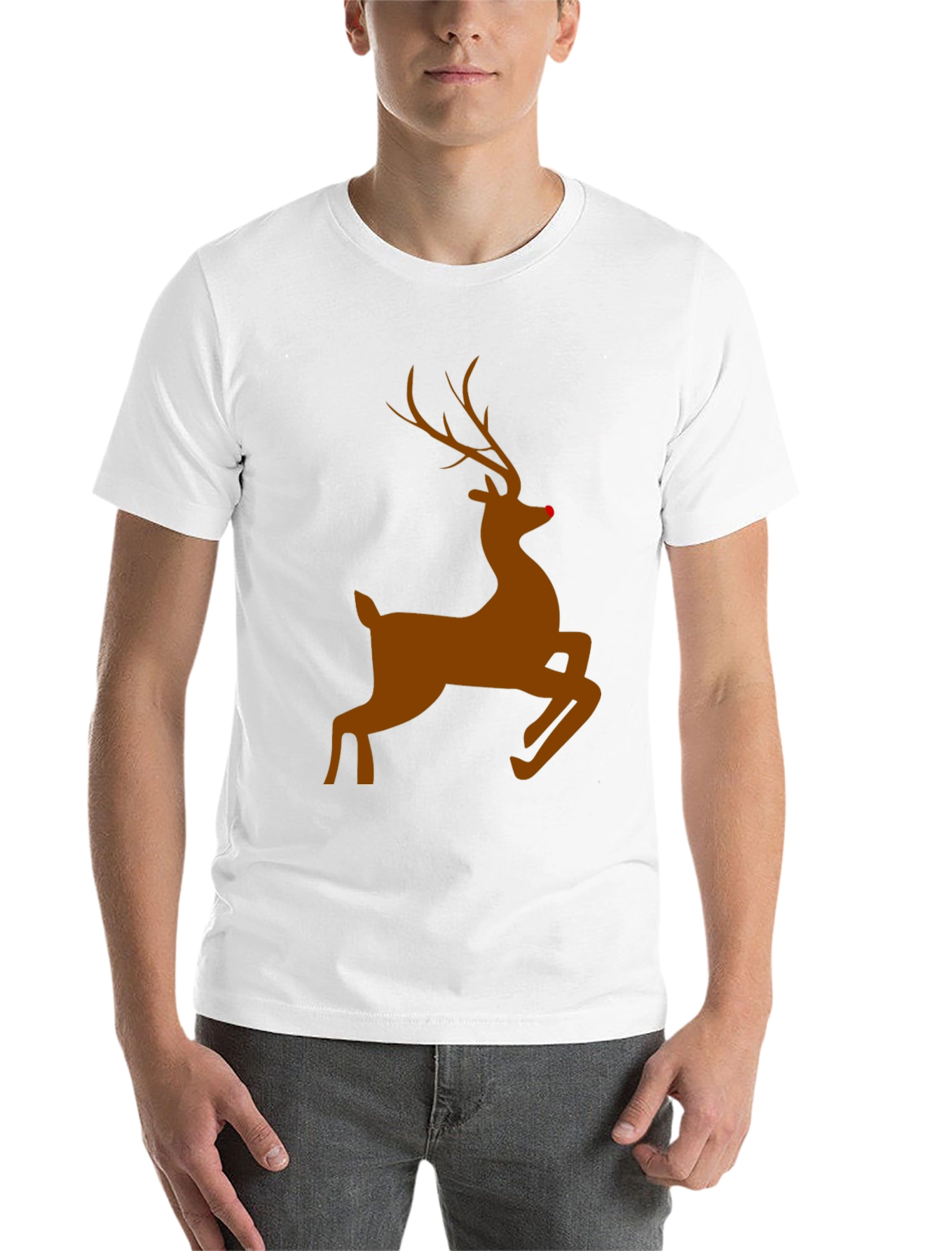 Black Rudolph Red-Nosed Reindeer Christmas T-Shirt view 14