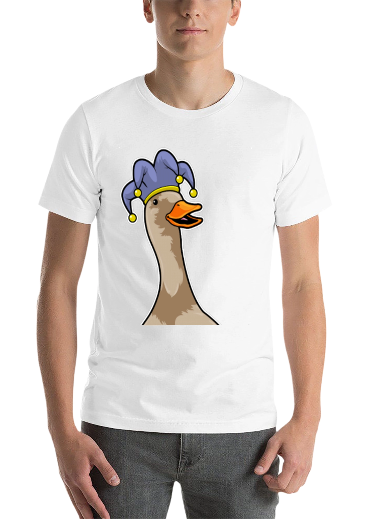 Black Goose Jester T-Shirt - Funny Cartoon Tee view 14