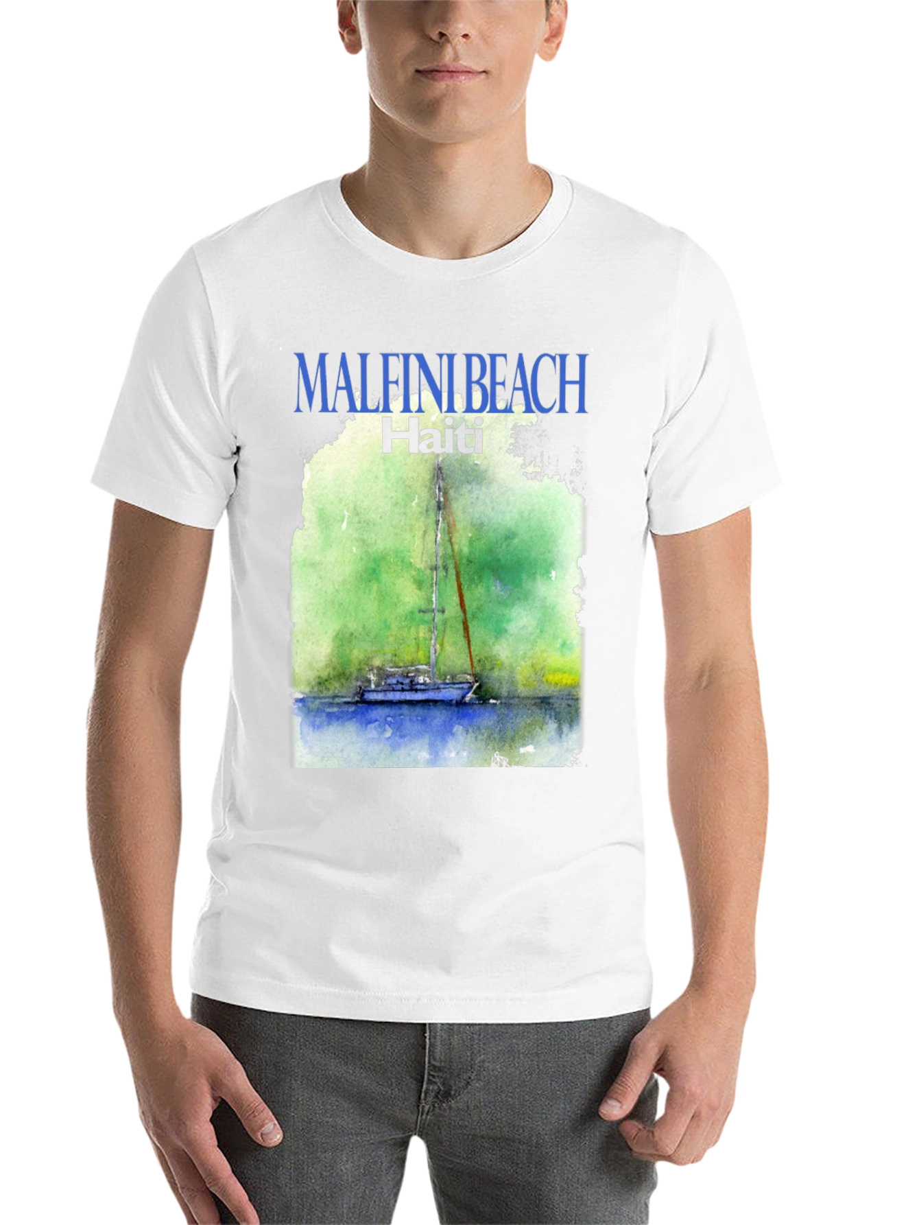 Black Malfini Beach Haiti T-Shirt - Sailboat Graphic Tee view 14