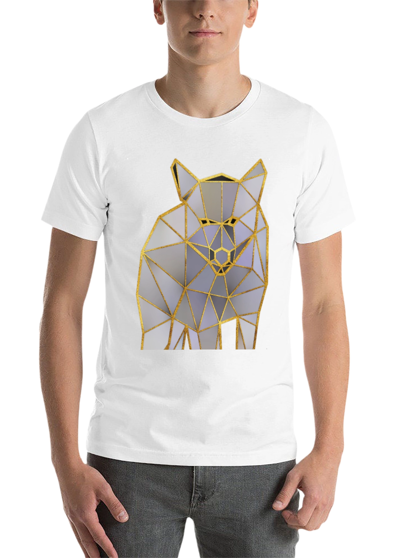 Black Geometric Wolf Graphic Tee - Modern Art Shirt view 14