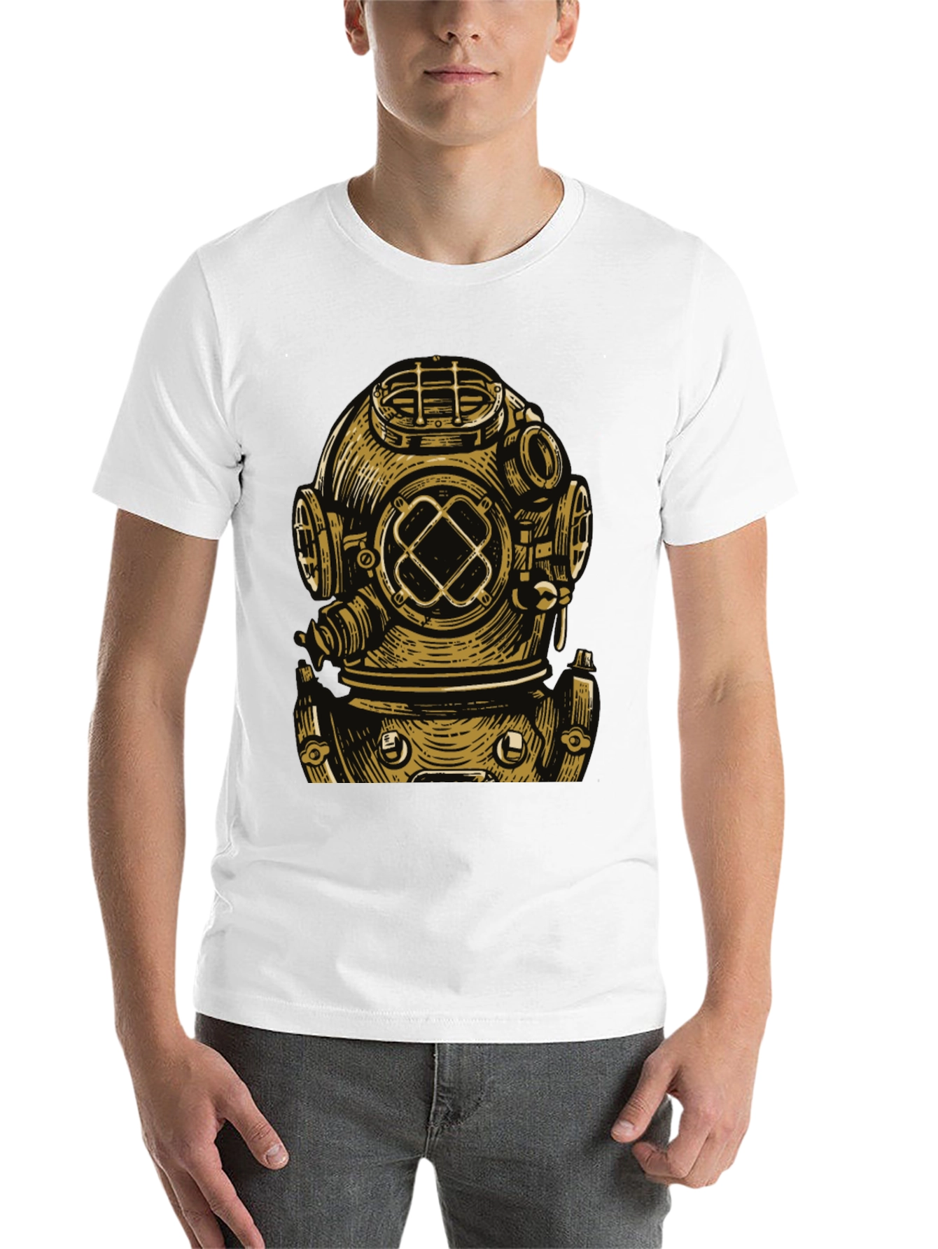 Black Diver Helmet Graphic Tee - Vintage Style view 14