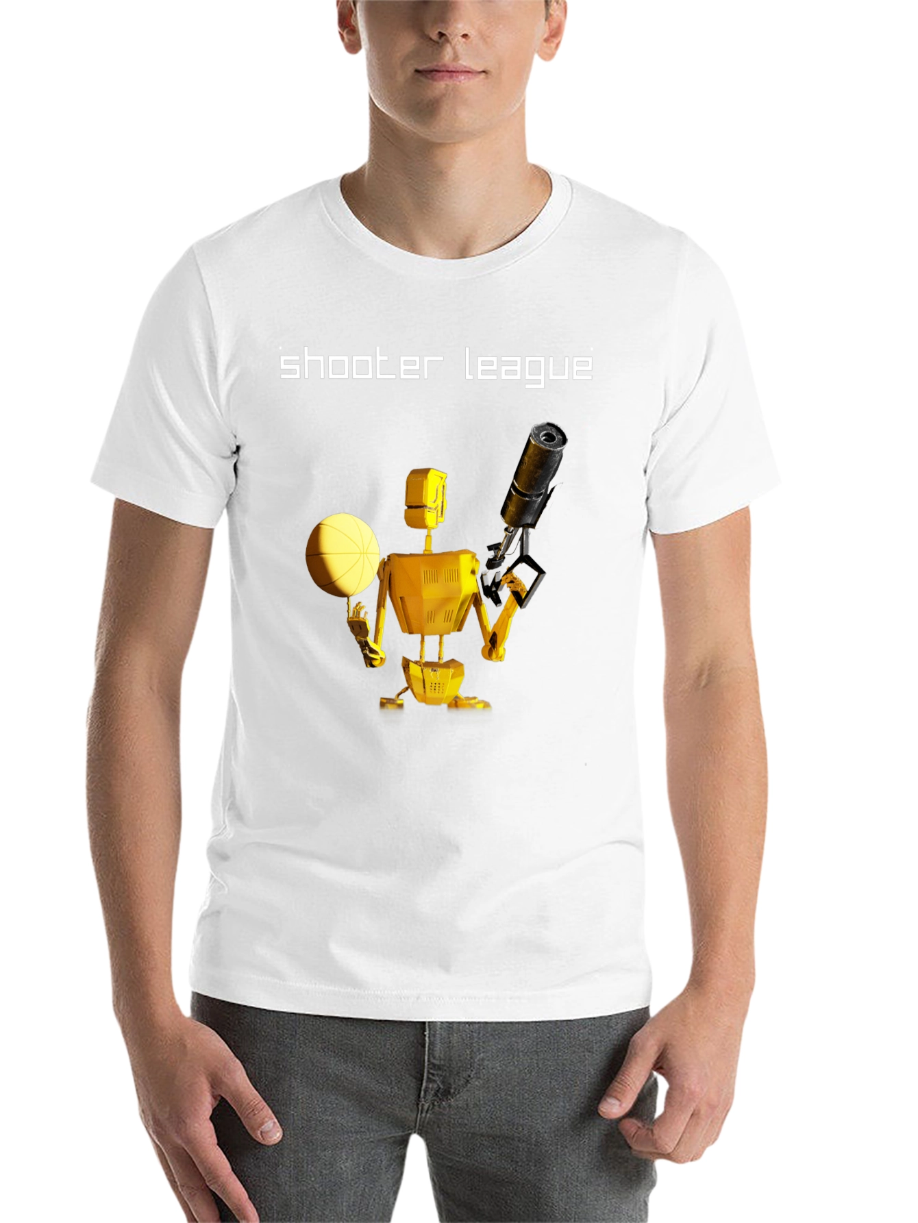 Black Shooter League Robot Basketball T-Shirt view 14