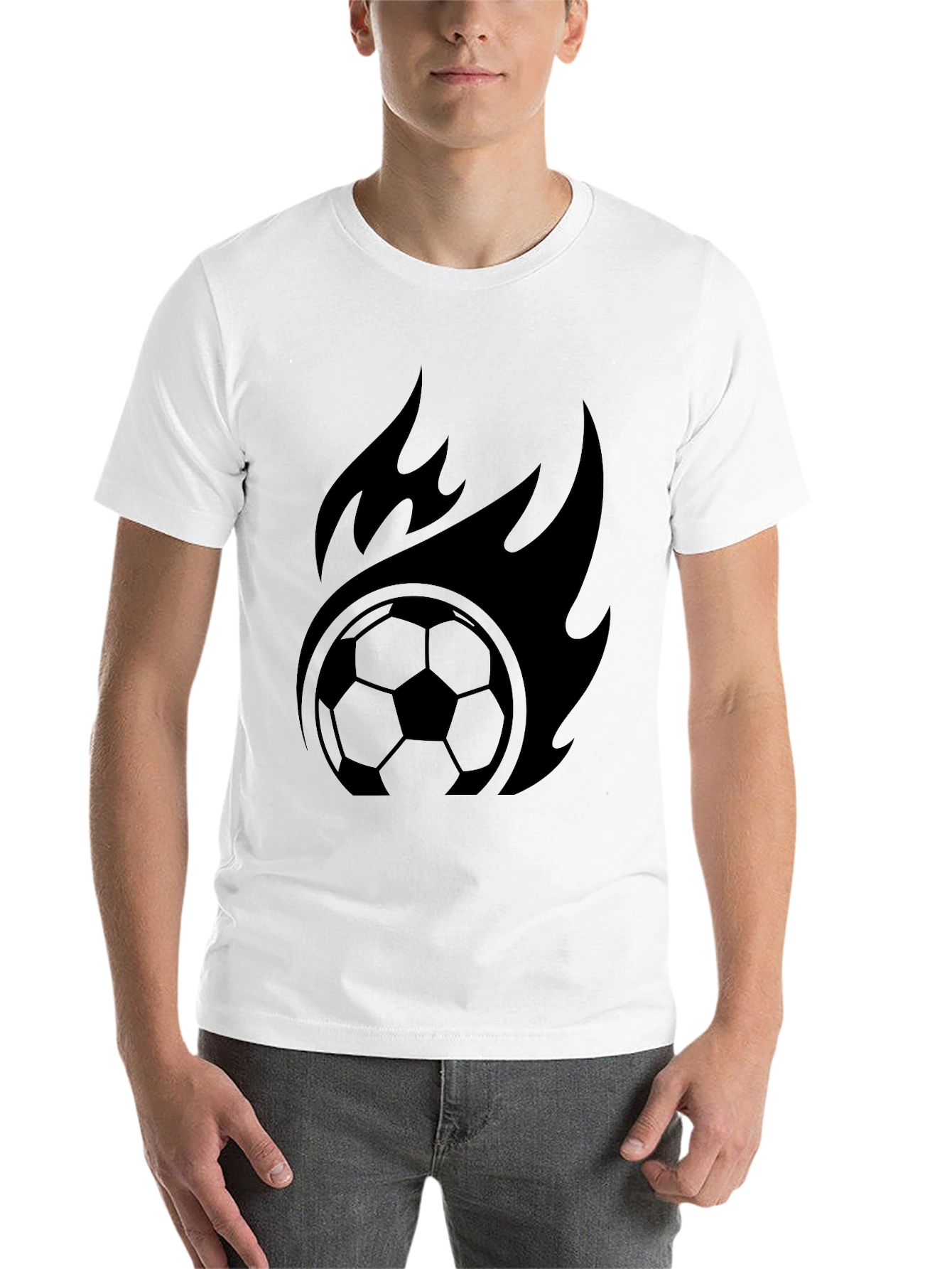 Black Flaming Soccer Ball Graphic Tee - Black view 14