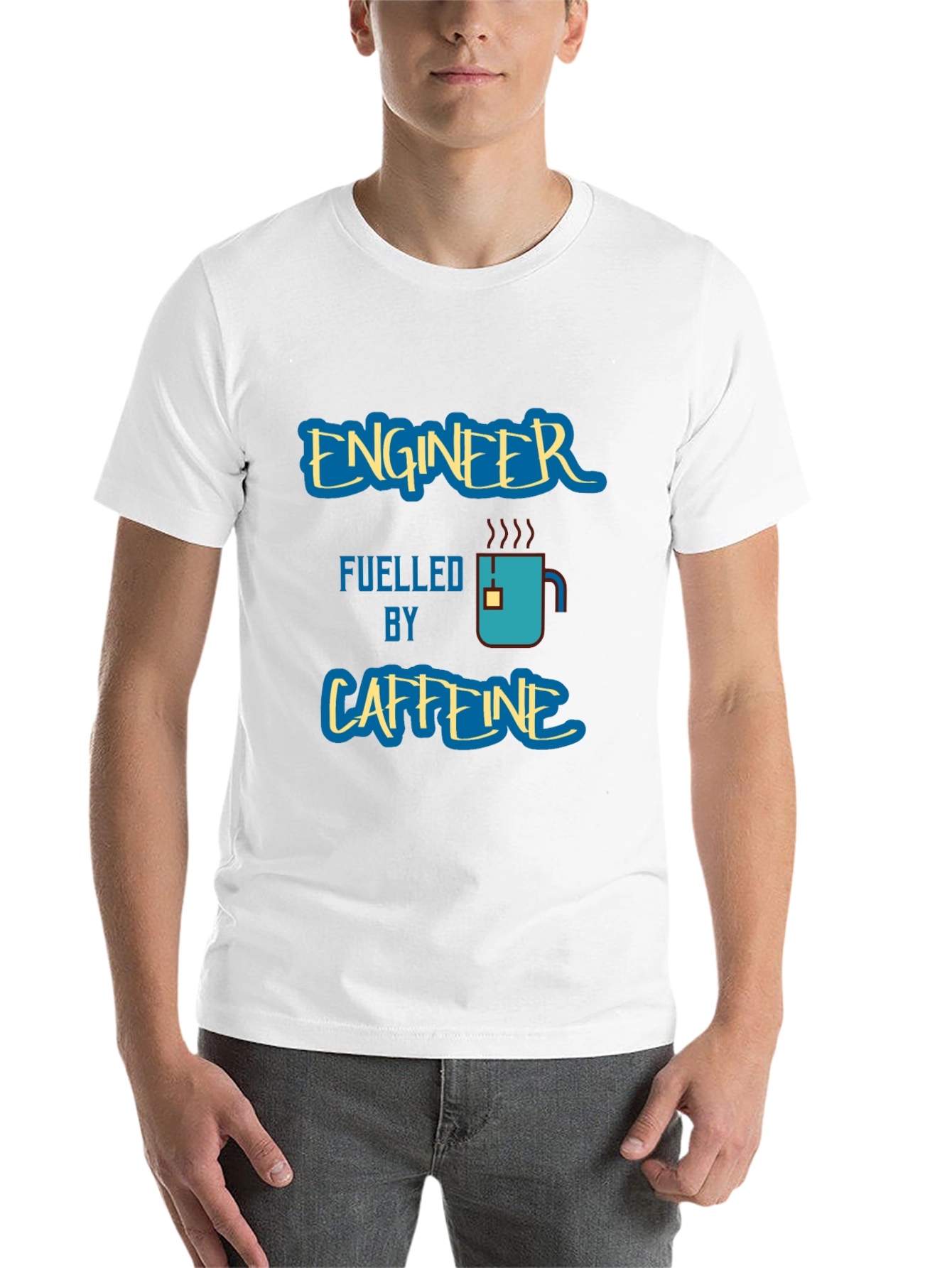 Black Engineer Fuelled by Caffeine Graphic T-Shirt view 14