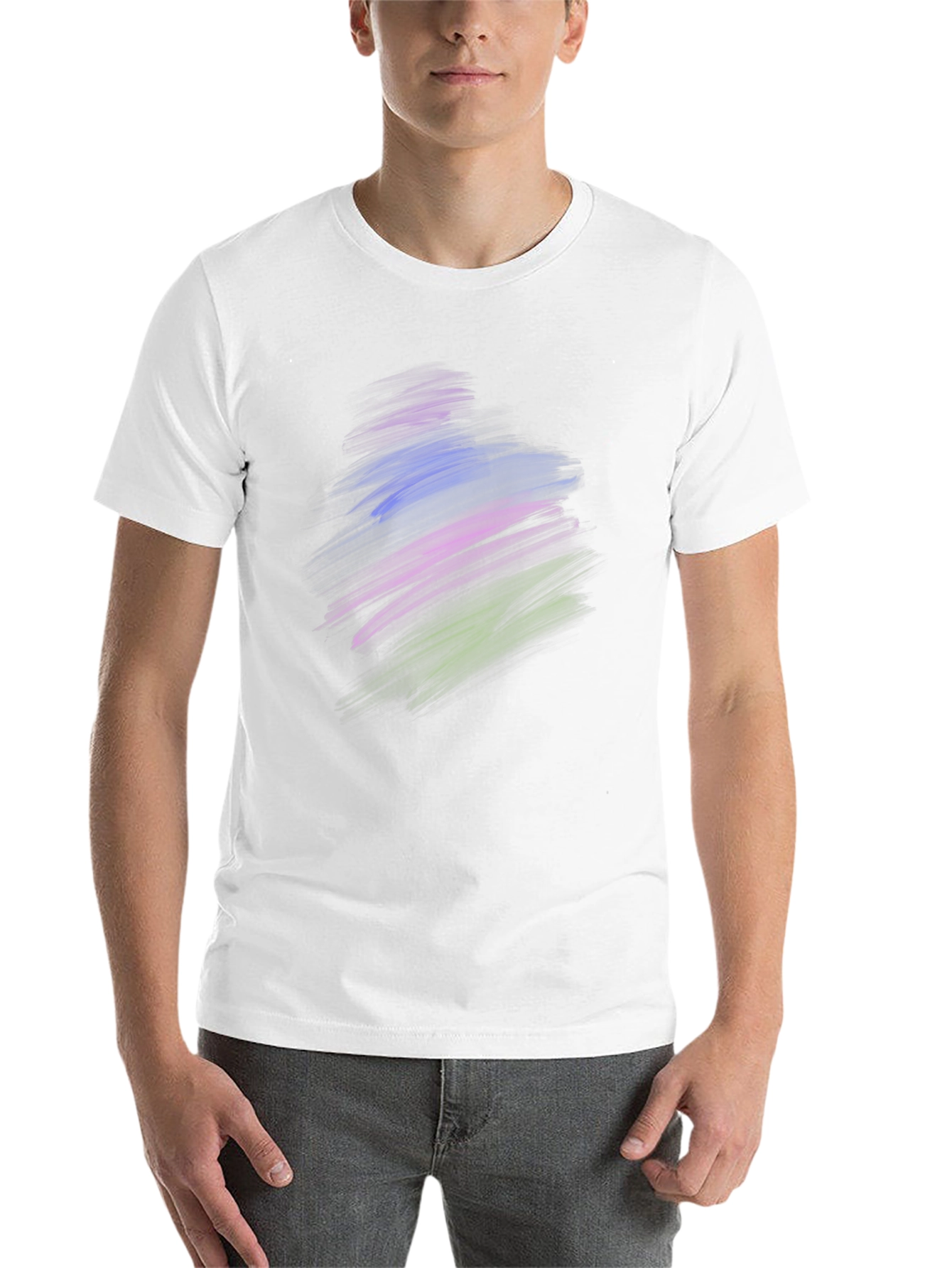 Black Abstract Brush Stroke Graphic Black T-Shirt view 14