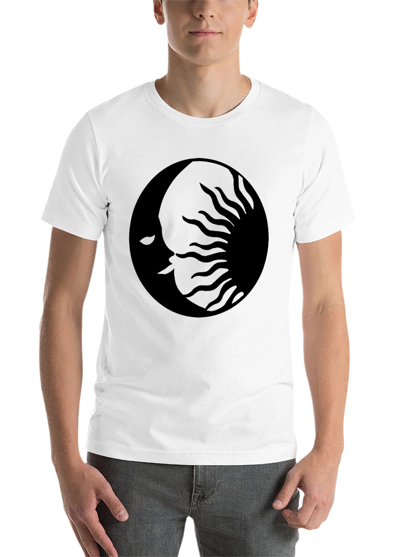 Black Celestial Moon Sun Graphic Black T-Shirt view 14