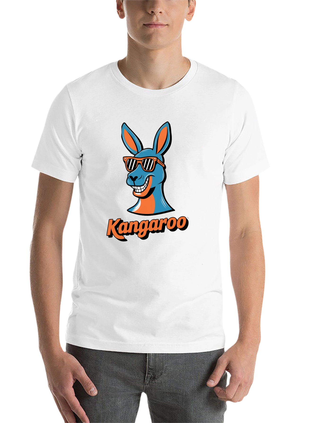 Black Cool Kangaroo Graphic Tee - Black Cotton T-Shirt view 14