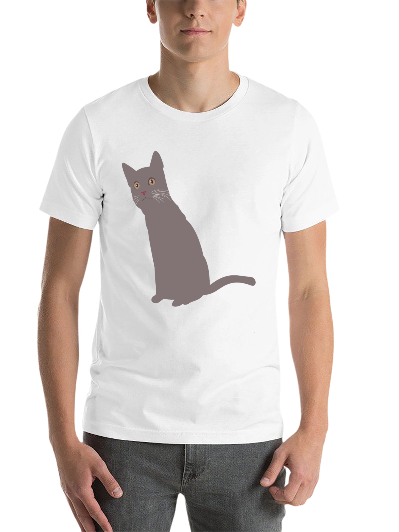 Black Gray Cat Graphic Black T-Shirt view 14