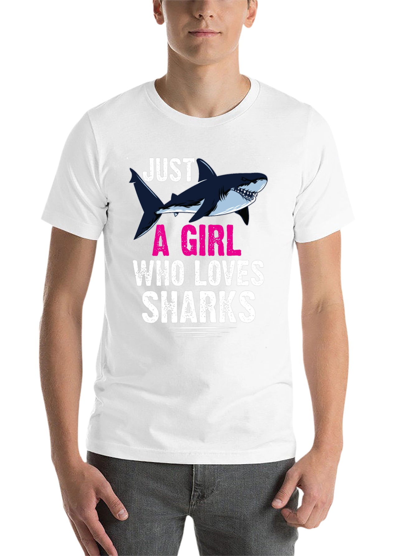Black Just A Girl Who Loves Sharks Graphic T-Shirt view 14