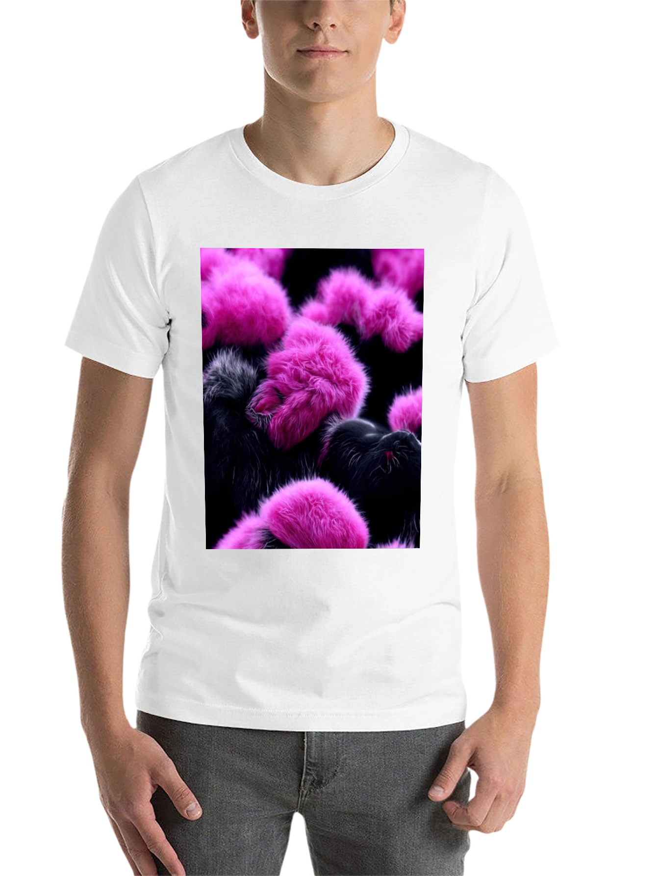 Black Fluffy Pink and Black T-Shirt view 14
