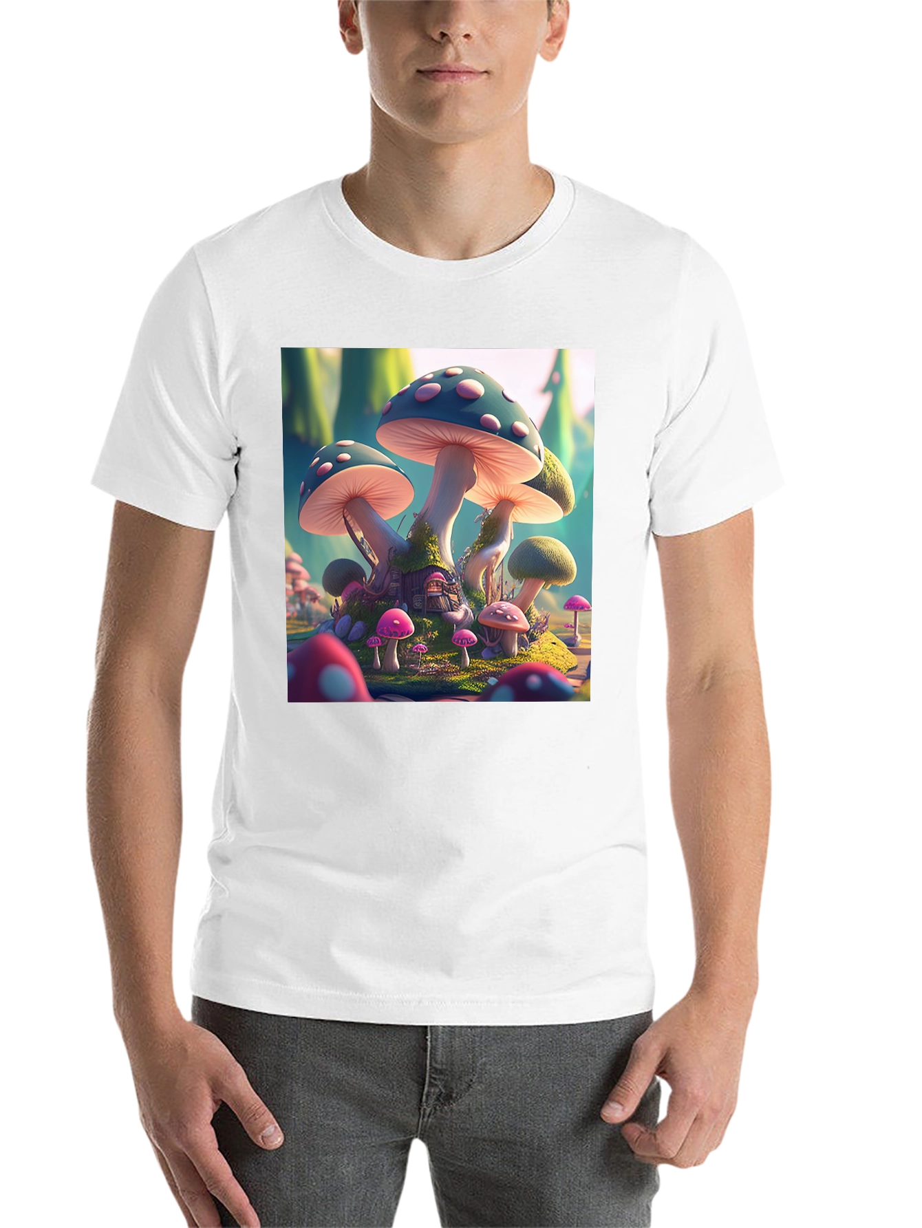 Black Magical Mushroom House T-Shirt view 14