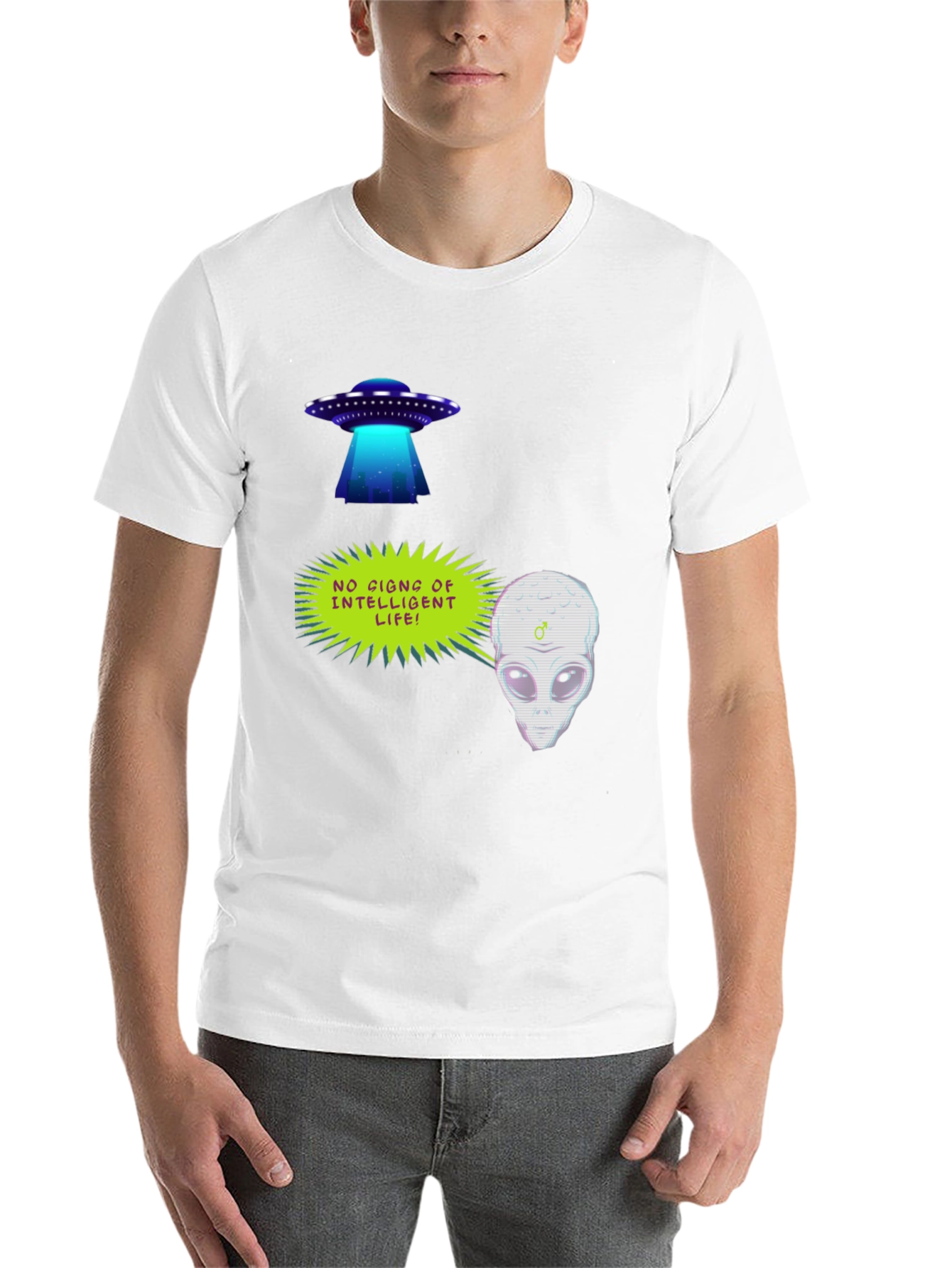 Black UFO Alien Graphic T-Shirt - No Signs of Intelligent Life! view 14