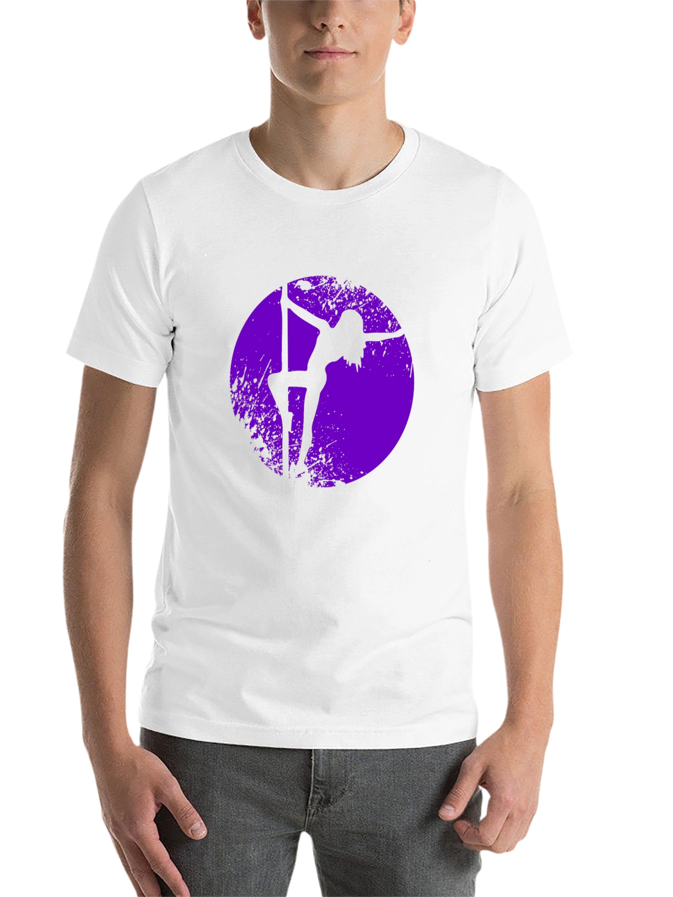 Black Pole Dancer Silhouette Graphic Tee - Black Cotton Shirt view 14