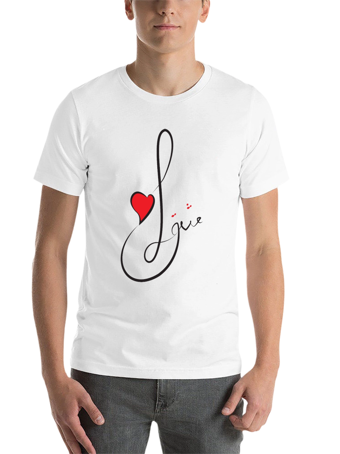 Black Love Script Black T-Shirt with Heart Accent view 14