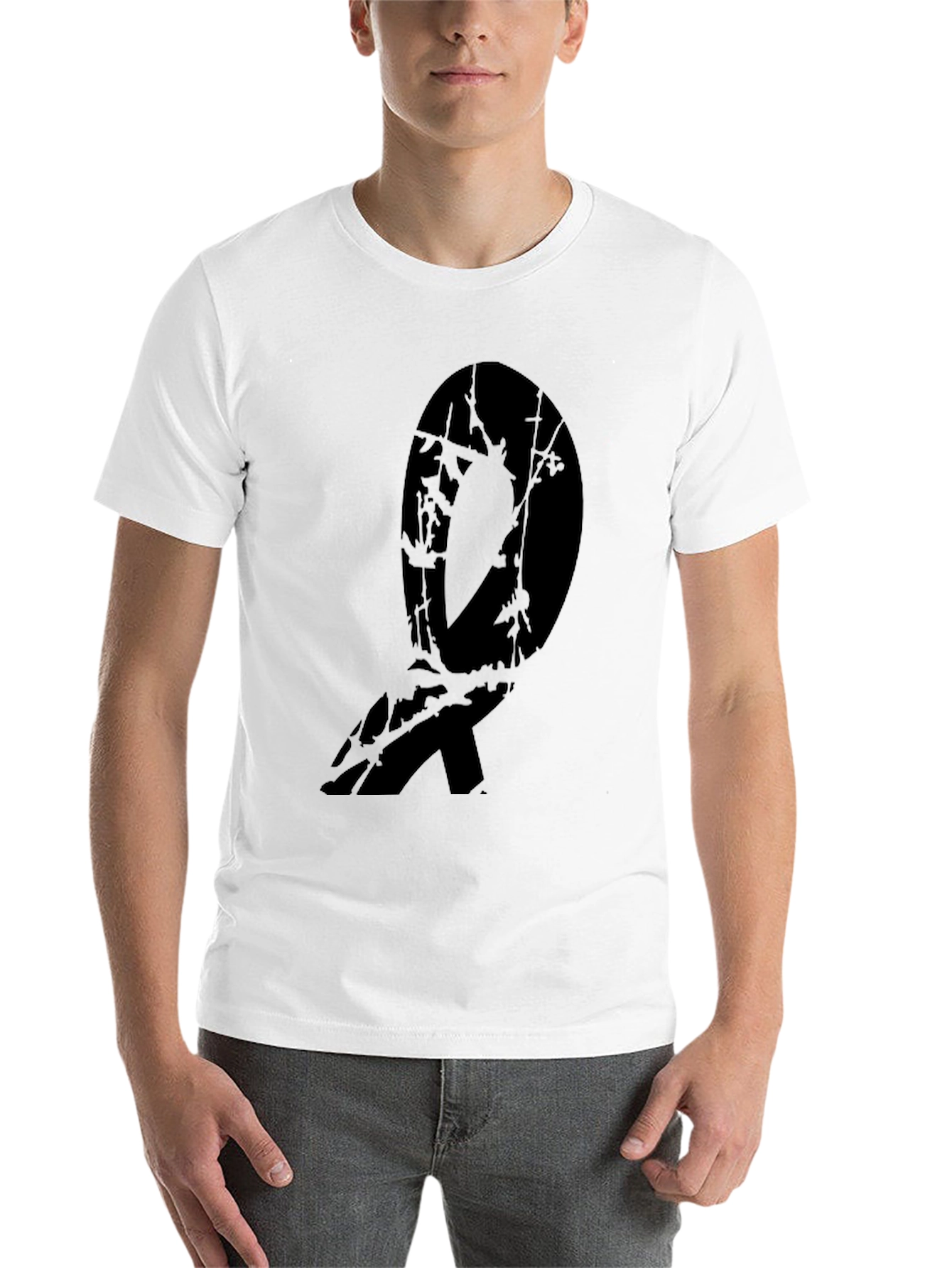 Black Abstract Branch Design Black T-Shirt view 14