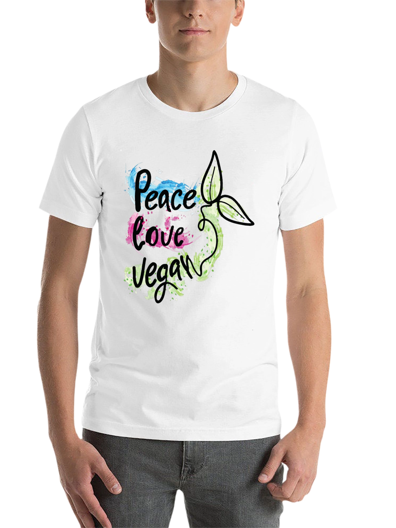 Black Peace Love Vegan Graphic T-Shirt view 14