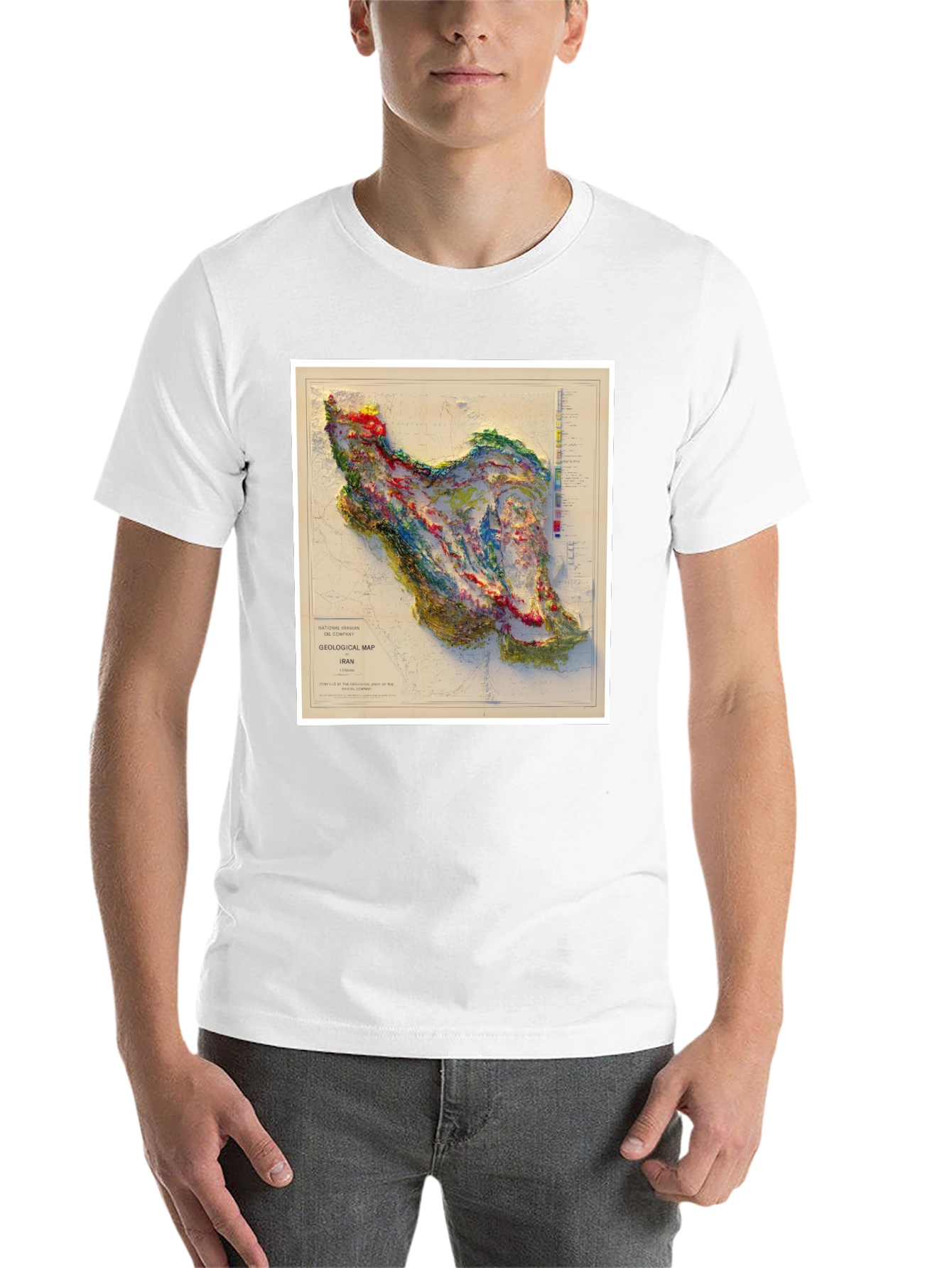 Black Iran Geological Map Graphic T-Shirt view 14