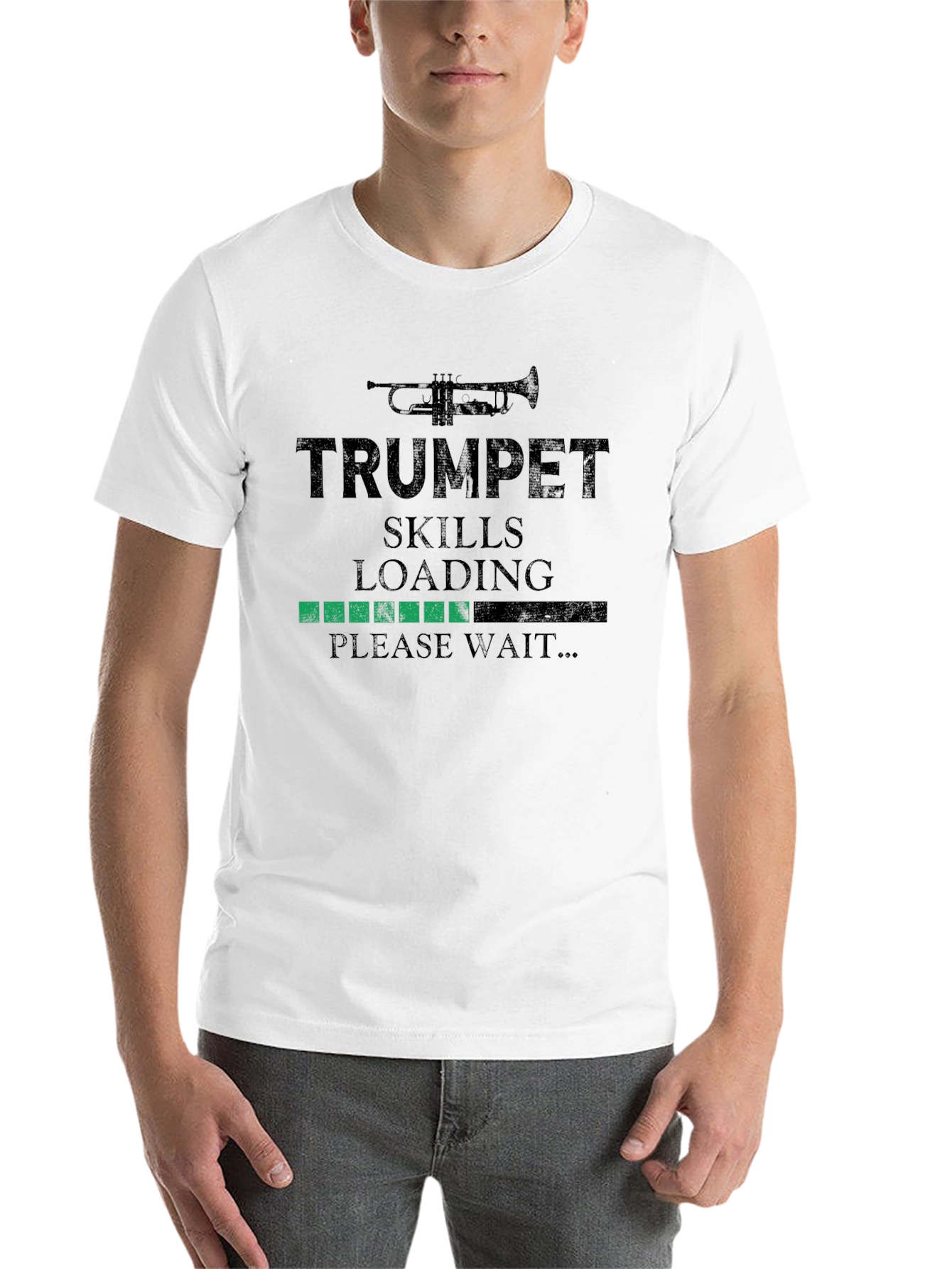 Black Trumpet Skills Loading T-Shirt - Musician Gift view 14