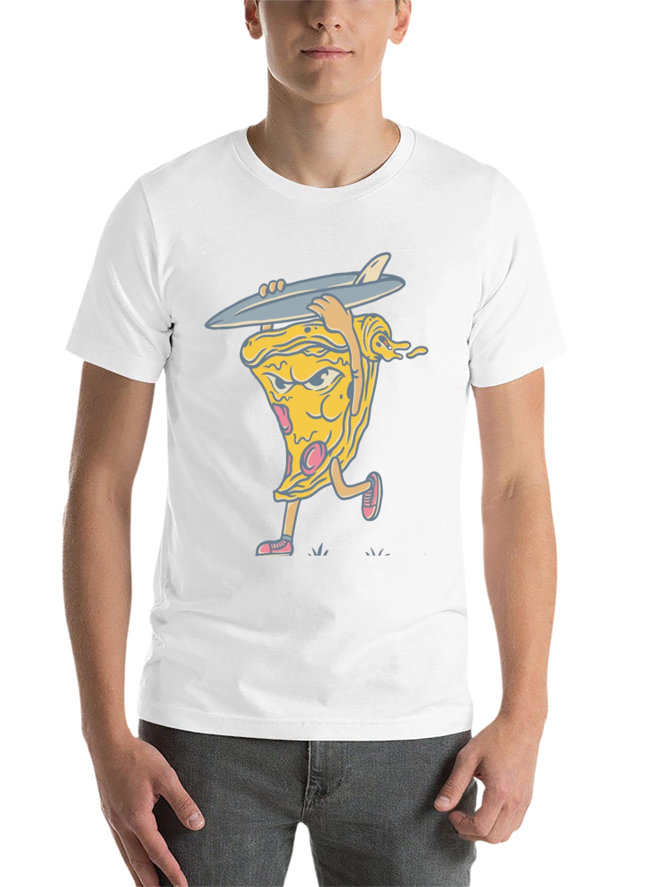 Black Pizza Surfer Graphic Tee - Cool Casual Wear view 14
