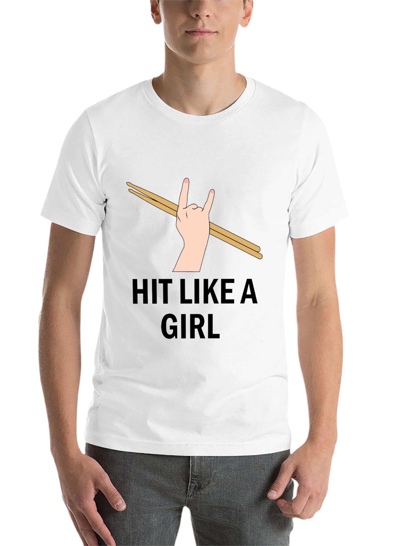 Black Hit Like a Girl Drummer T-Shirt view 14
