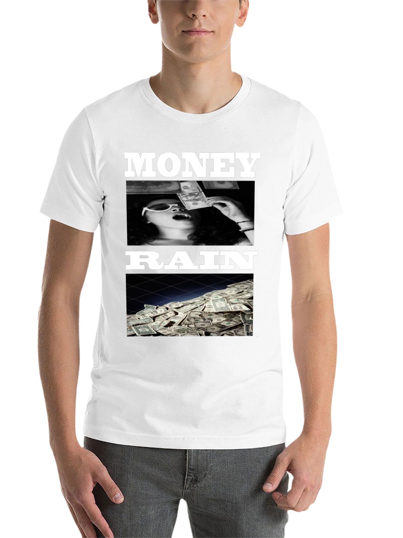 Black Money Rain Graphic Tee - Trendy Black T-Shirt view 14