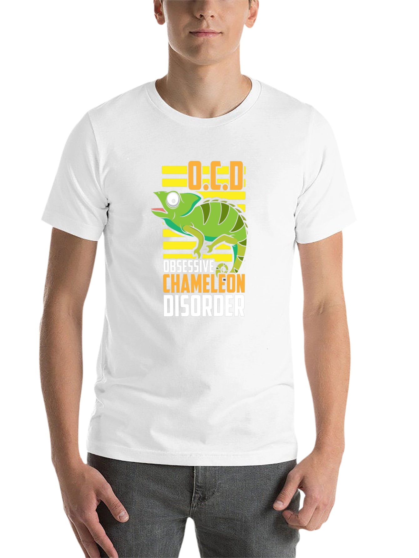 Black OCD Obsessive Chameleon Disorder T-Shirt view 14