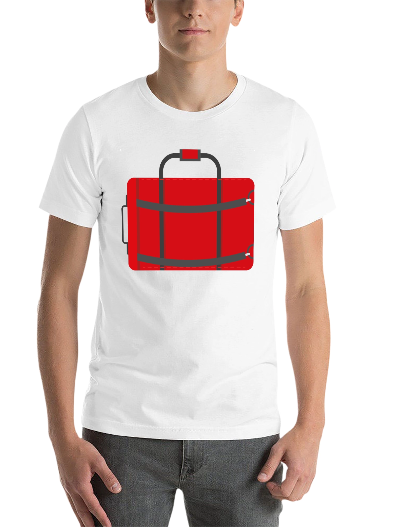 Black Red Duffle Bag Graphic T-Shirt - Casual Style view 14