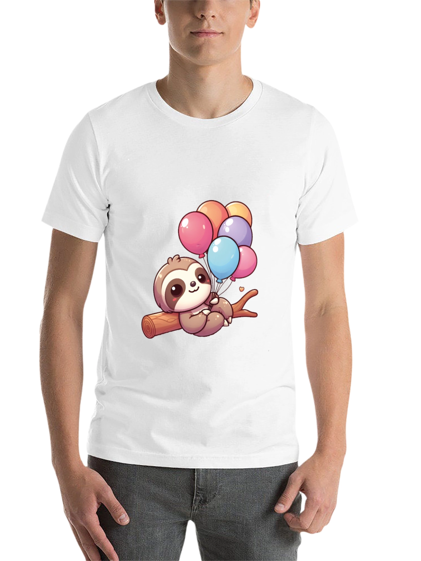 Black Sloth with Balloons Graphic Tee - Cute & Comfy! view 14
