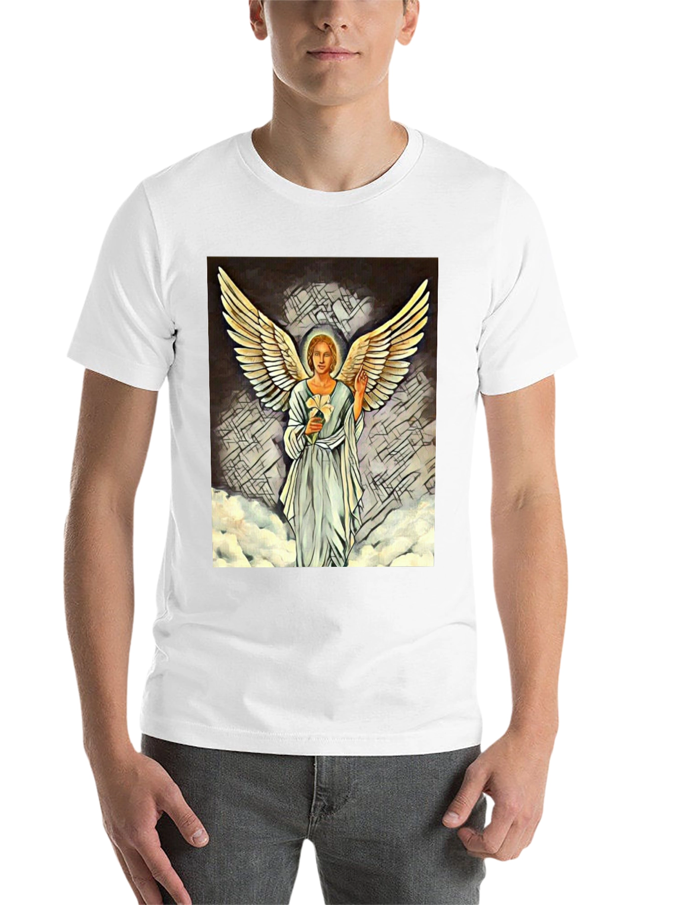 Black Angel Wings Graphic Print Black T-Shirt view 14