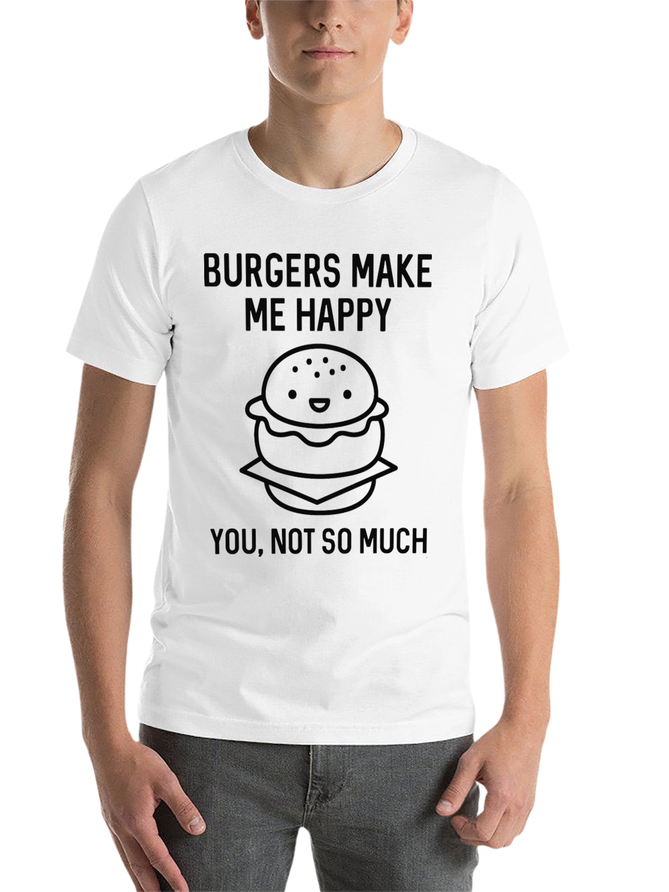Black Burgers Make Me Happy Graphic Tee - Black Casual T-Shirt view 14