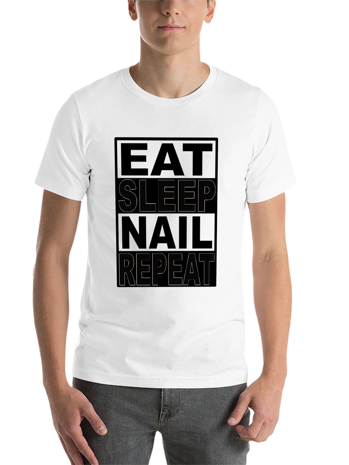 Black Eat Sleep Nail Repeat Black T-Shirt view 14