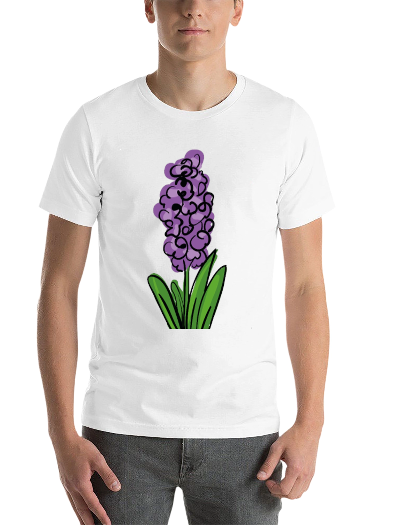 Black Floral Graphic Tee - Purple Hyacinth Design view 14