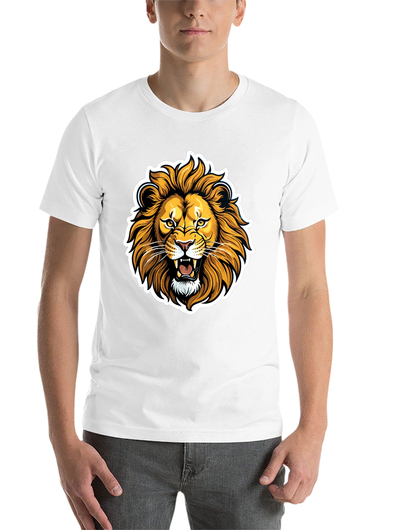 Black Lion Graphic Black T-Shirt - Fierce Animal Design view 14