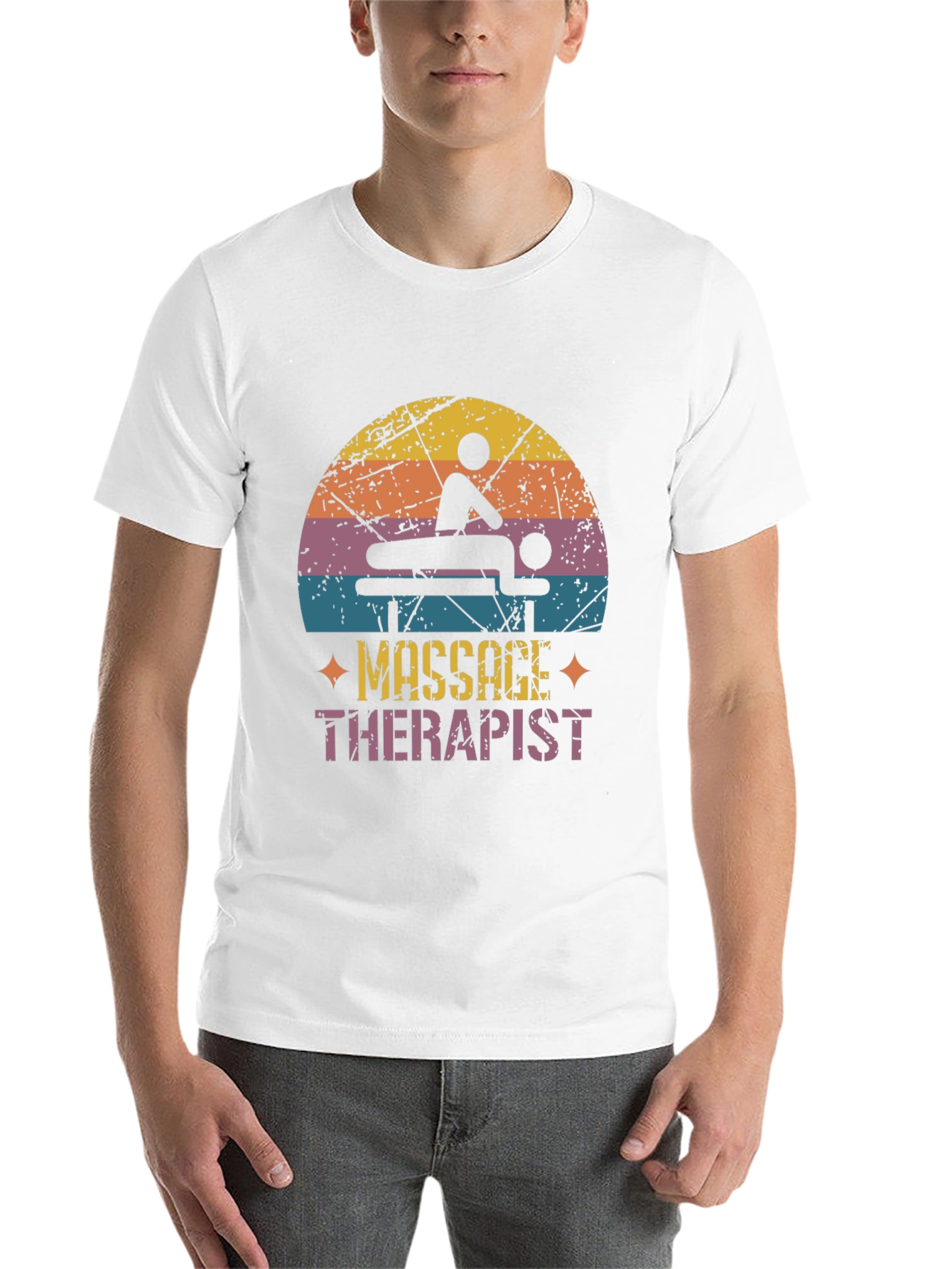 Black Massage Therapist Retro T-Shirt view 14
