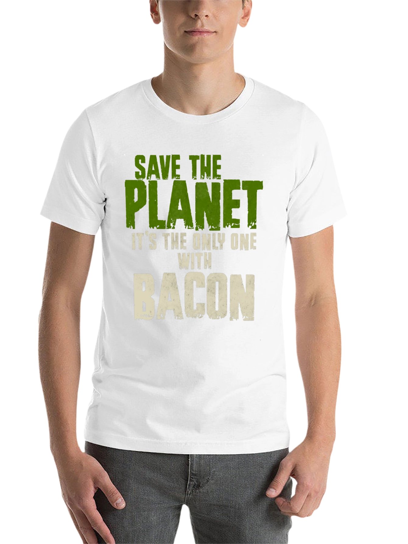 Black Save The Planet Bacon Graphic T-Shirt view 14