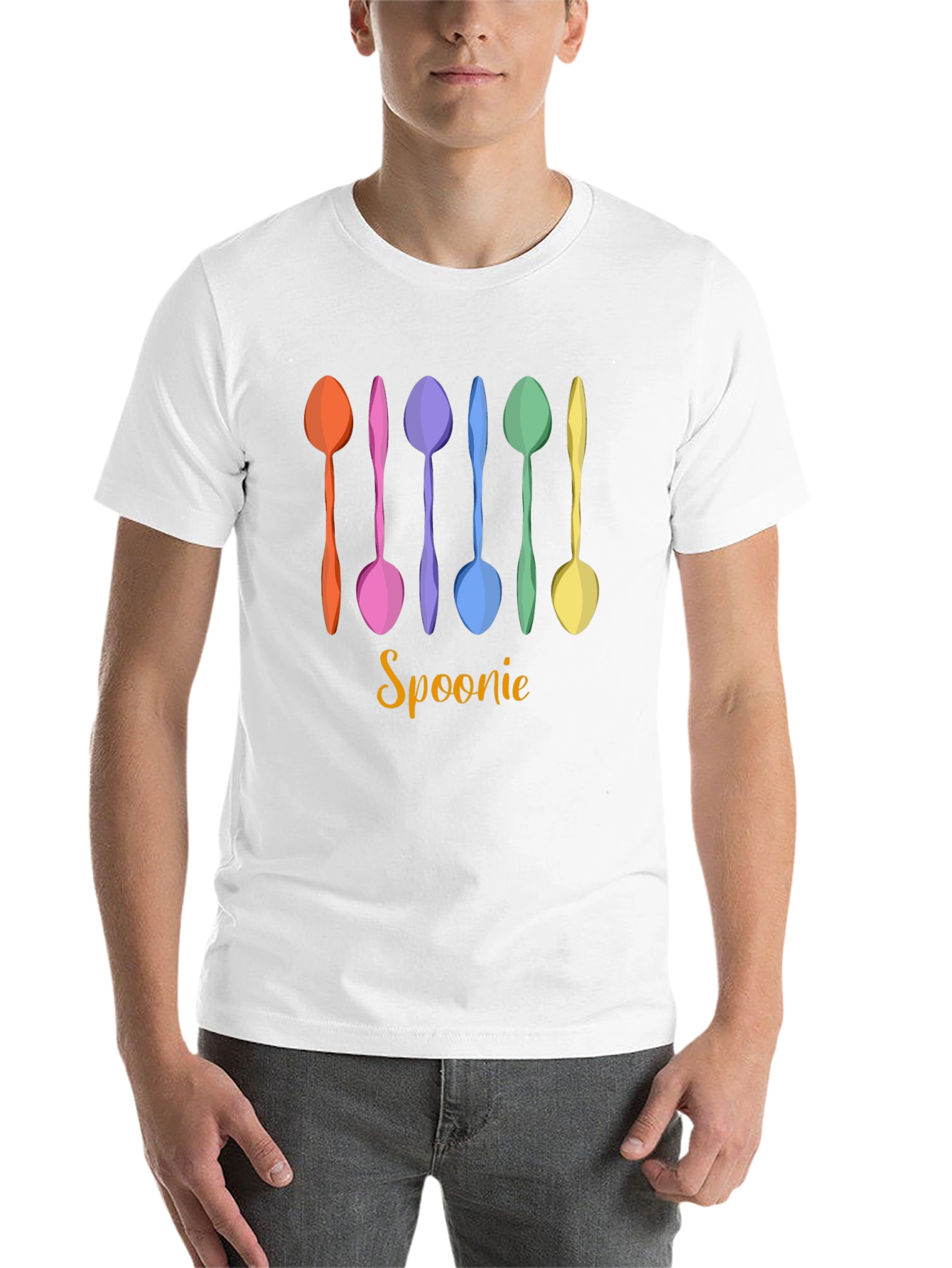 Black Spoonie T-Shirt - Colorful Spoon Design view 14