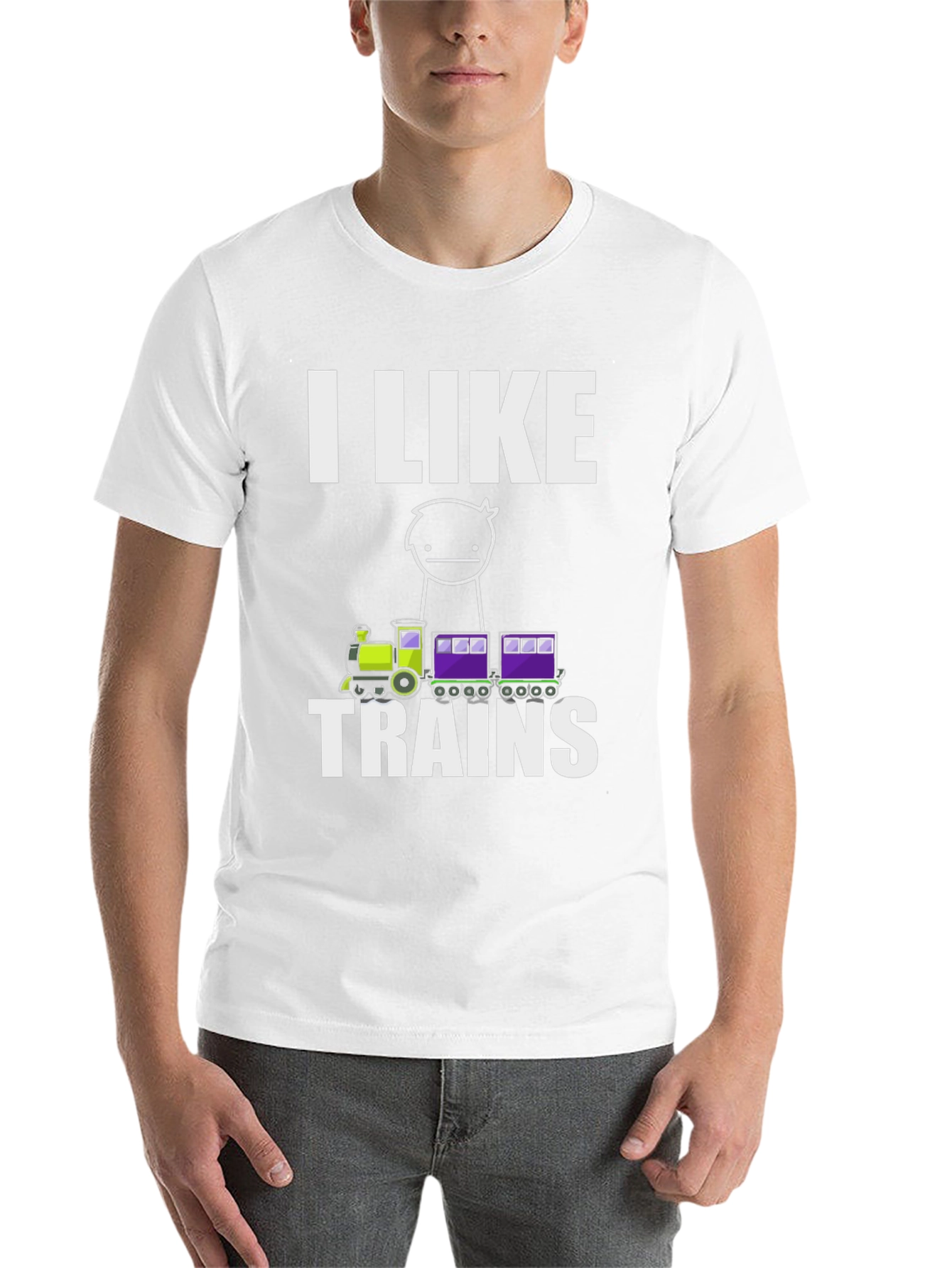 Black I Like Trains Funny Meme T-Shirt view 14