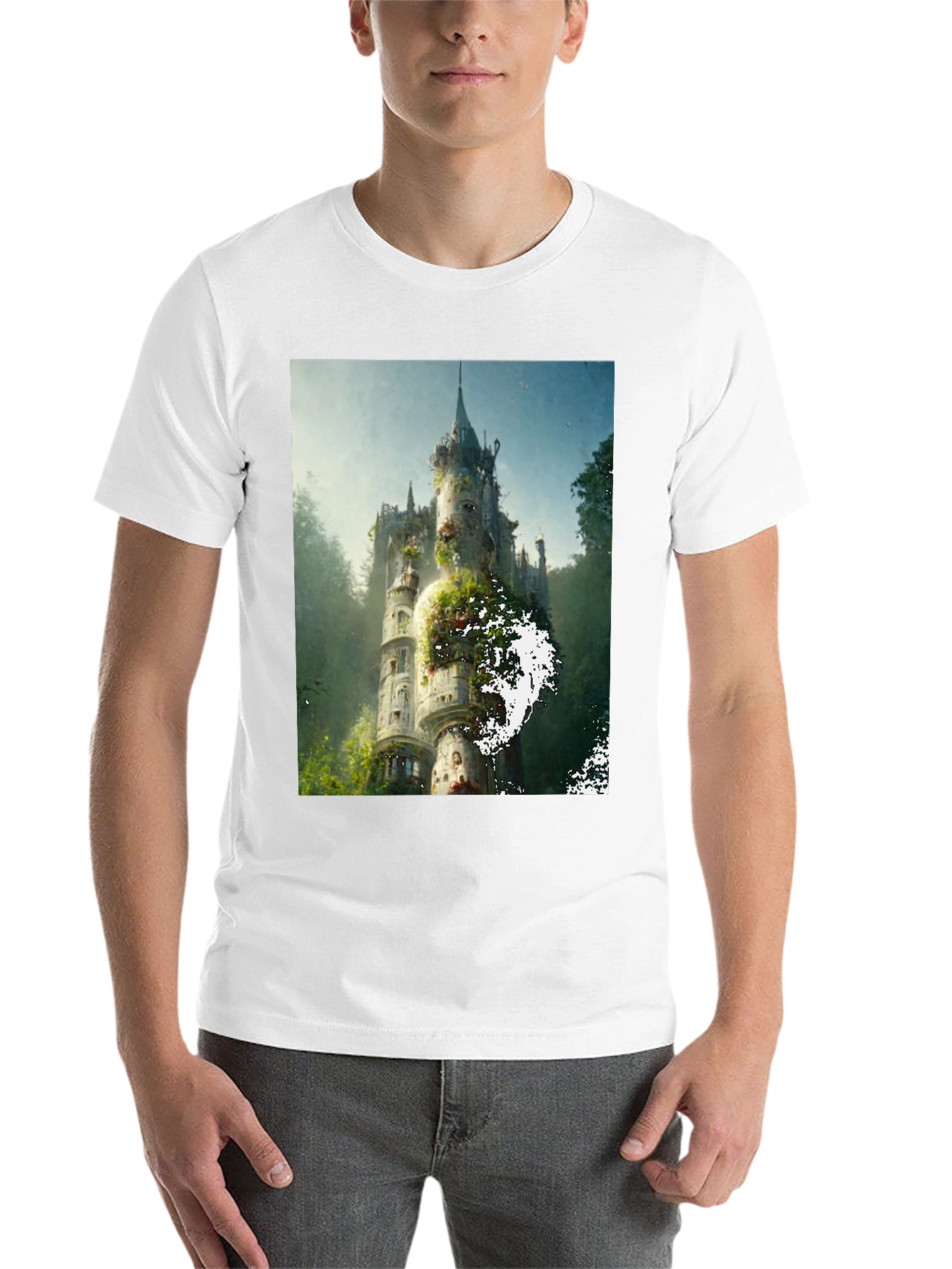 Black Enchanted Castle Graphic Tee - Black Cotton Comfort view 14