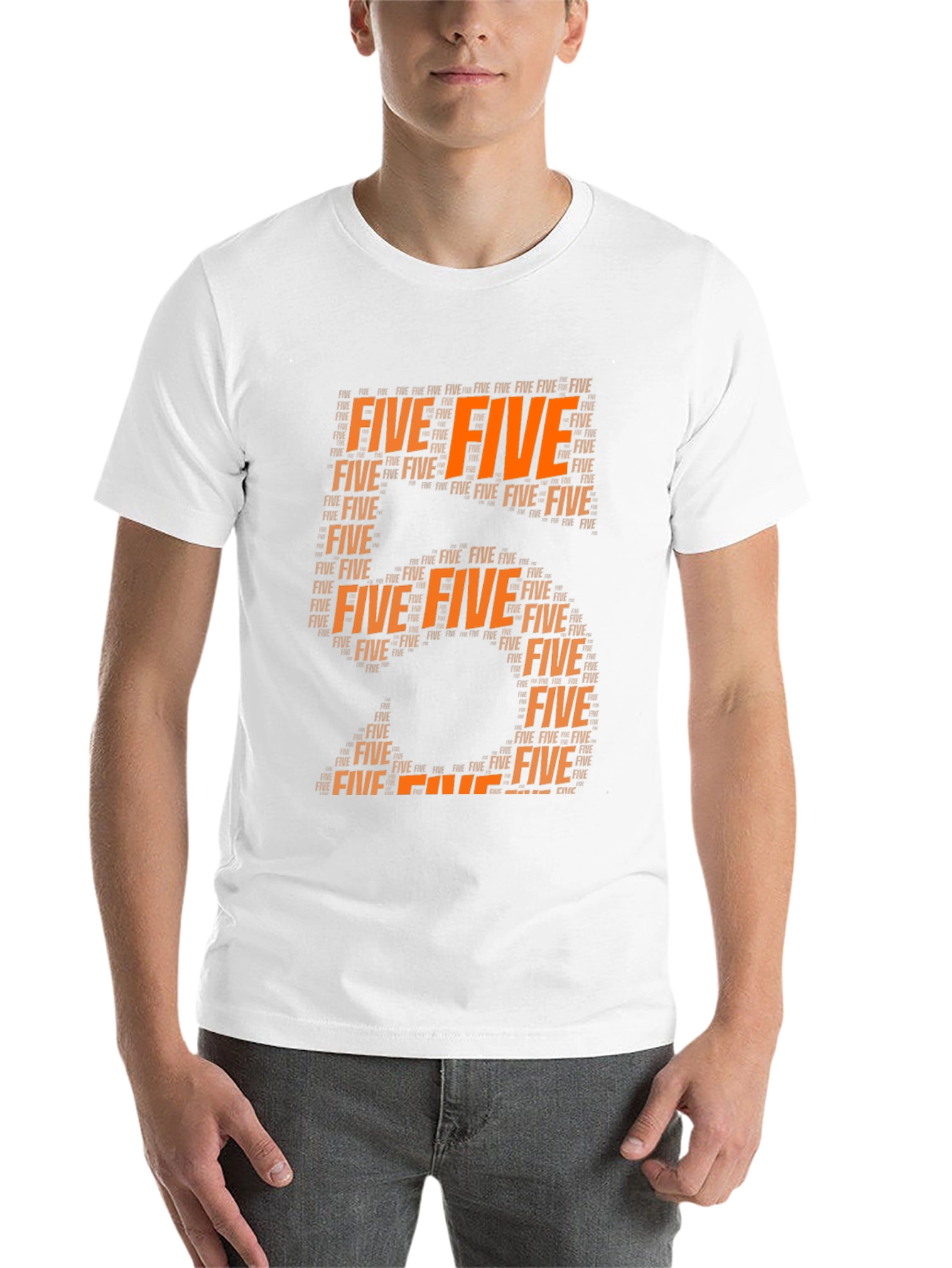 Black Five Typography Graphic Tee - Stylish Number T-Shirt view 14