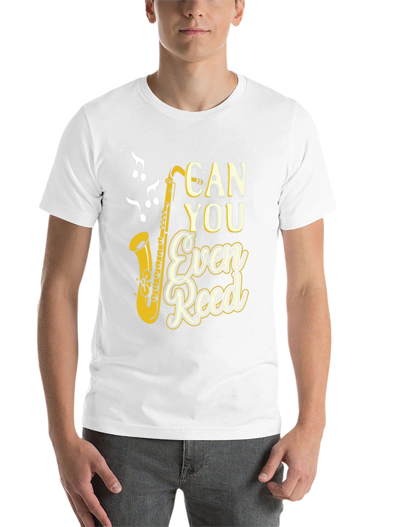 Black Can You Even Reed? Saxophone Music T-Shirt view 14