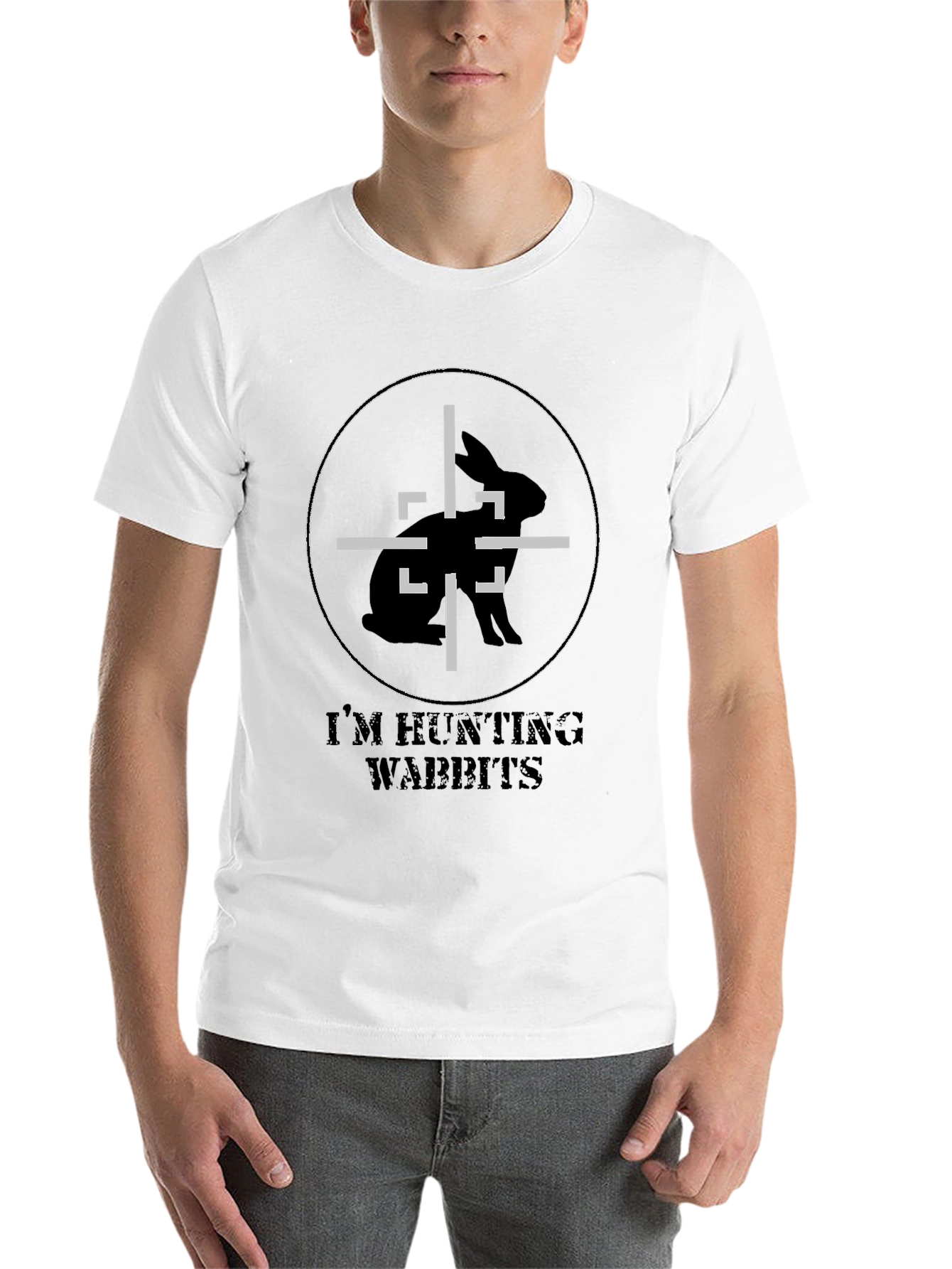 Black I'm Hunting Wabbits Graphic T-Shirt view 14