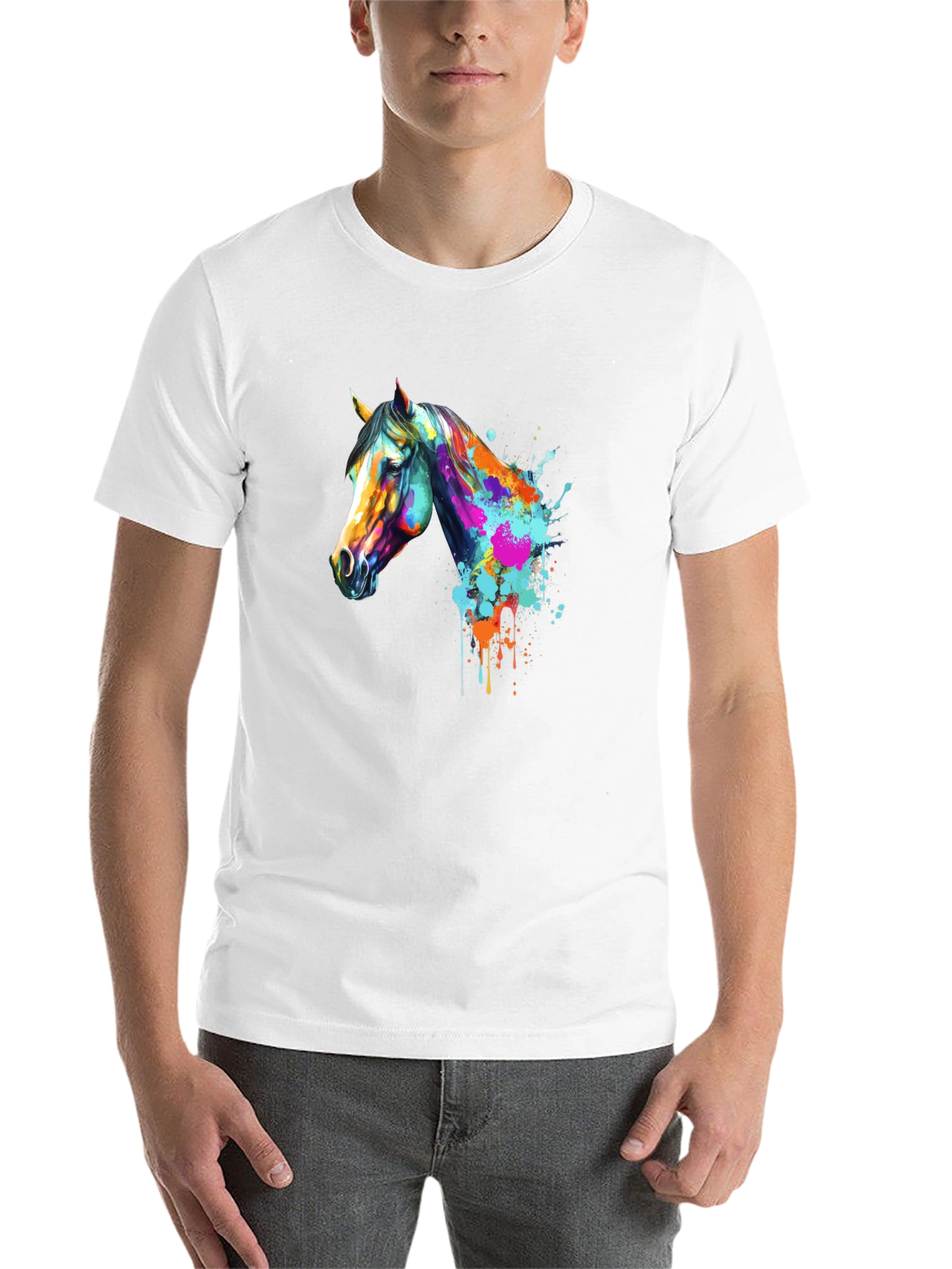 Black Abstract Horse Graphic T-Shirt view 14