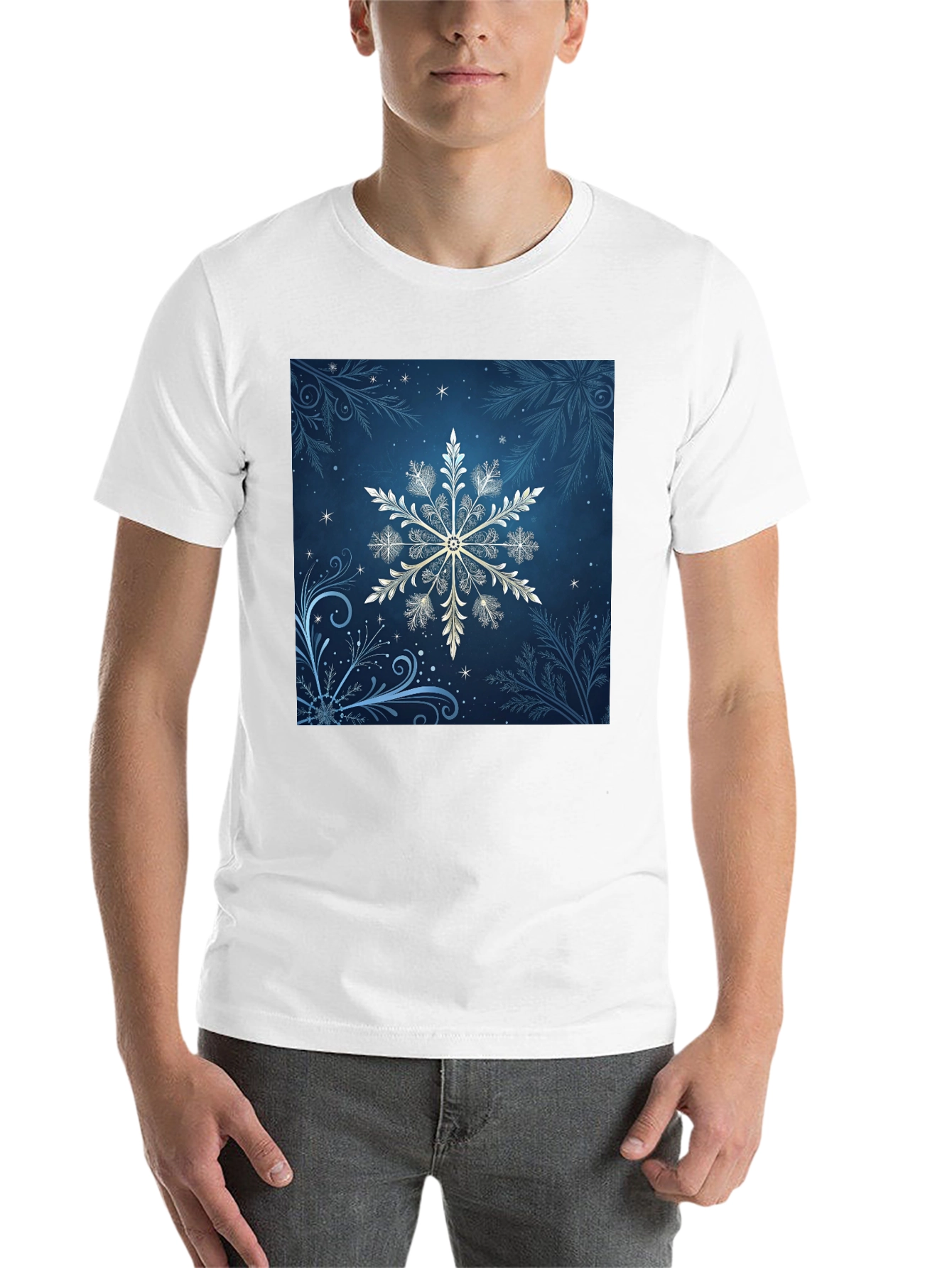 Black Snowflake Graphic Tee - Black Cotton Blend view 14